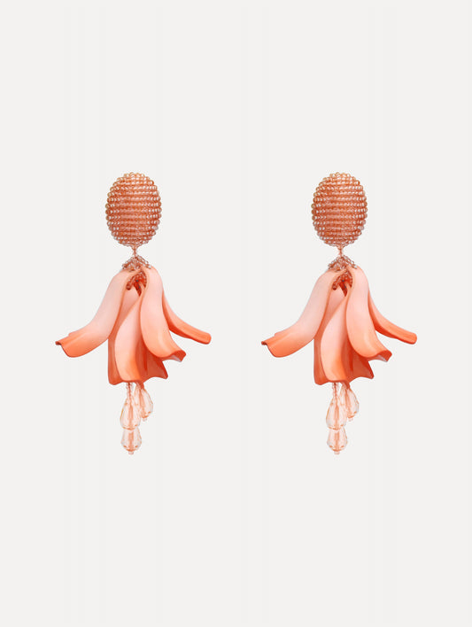 Impatiens Clip-On Earrings Apricot / Oscar de la Renta