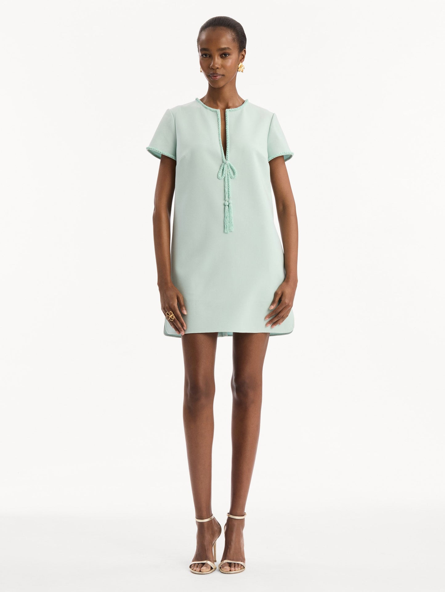 Beaded Bow-Detail Shift Dress Saltwater / Oscar de la Renta