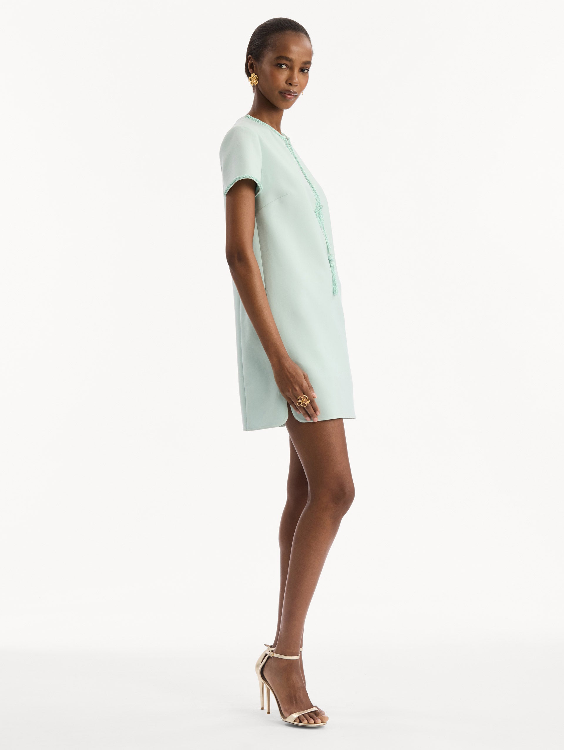Beaded Bow-Detail Shift Dress Saltwater / Oscar de la Renta