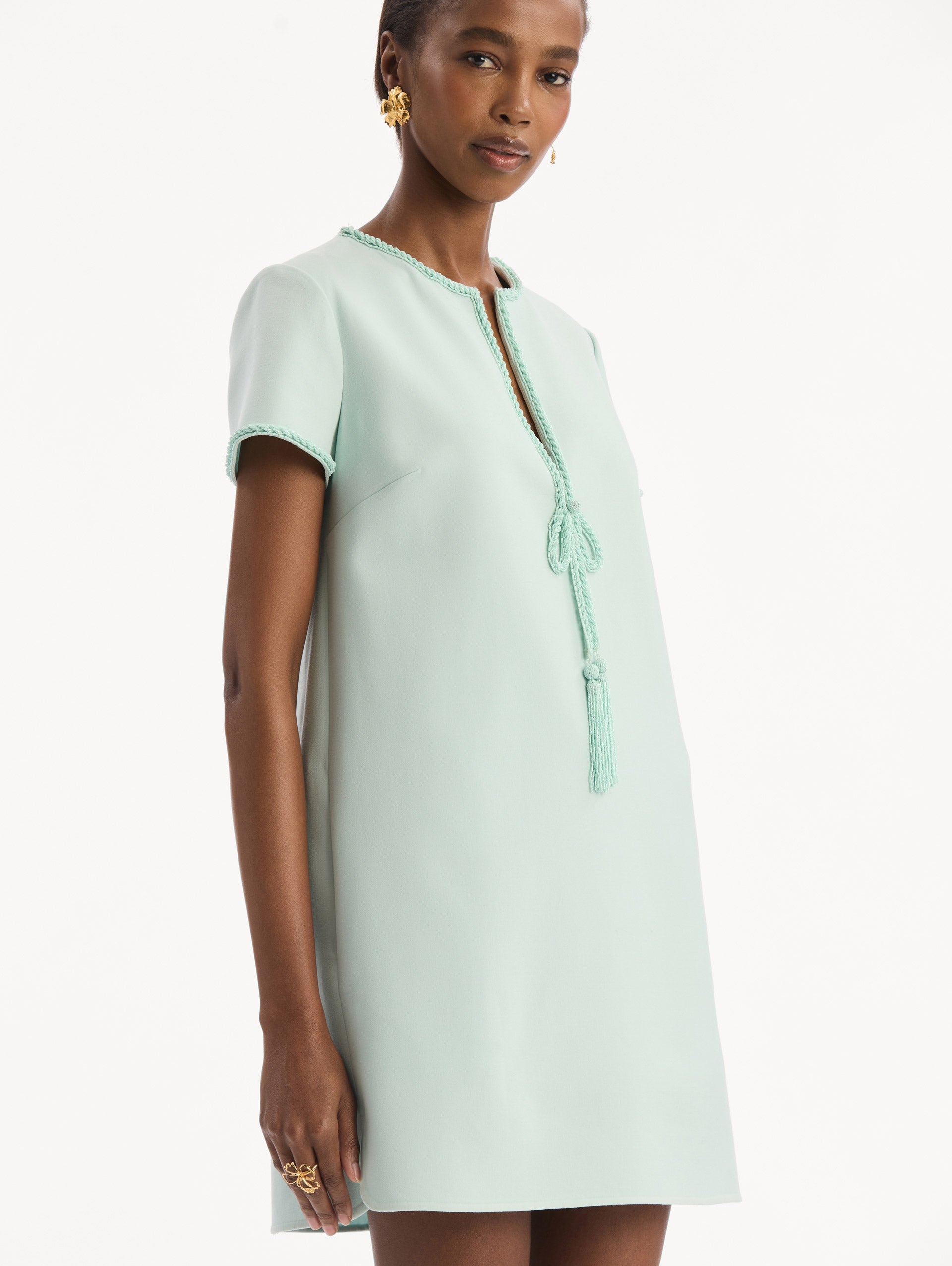 Beaded Bow-Detail Shift Dress Saltwater / Oscar de la Renta