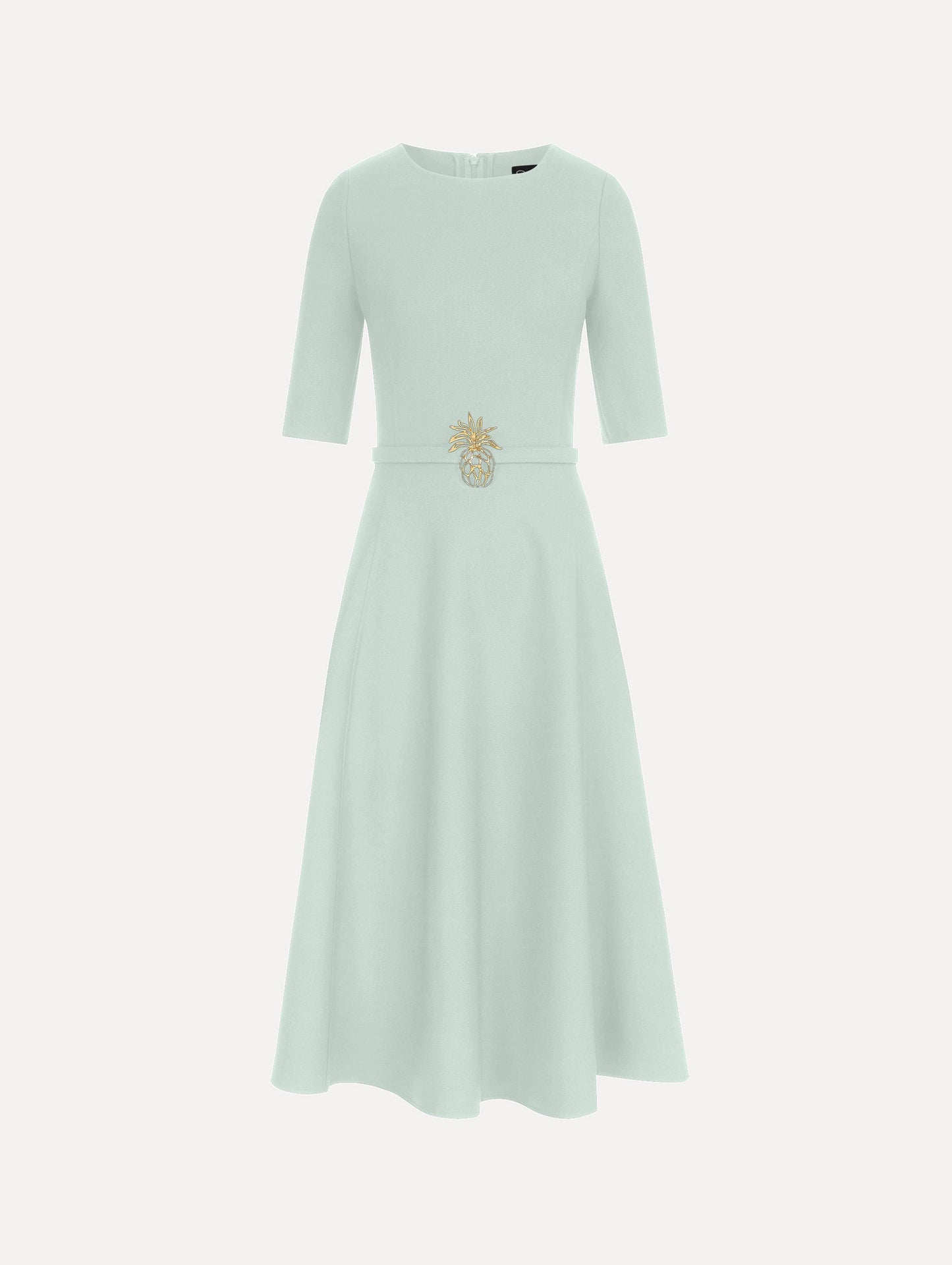 Pineapple Belt Wool Dress Saltwater / Oscar de la Renta
