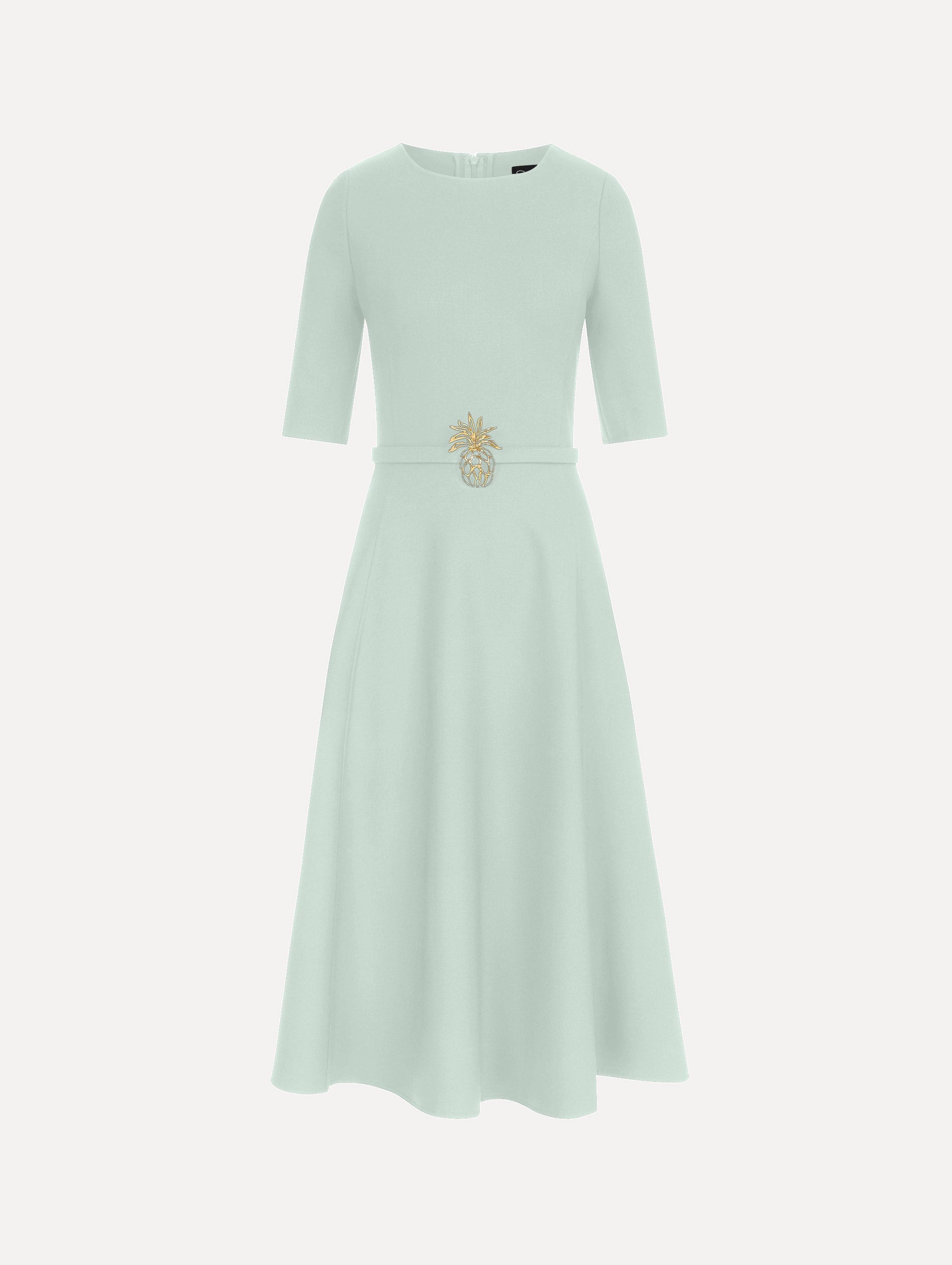 Pineapple Belt Wool Dress Saltwater / Oscar de la Renta