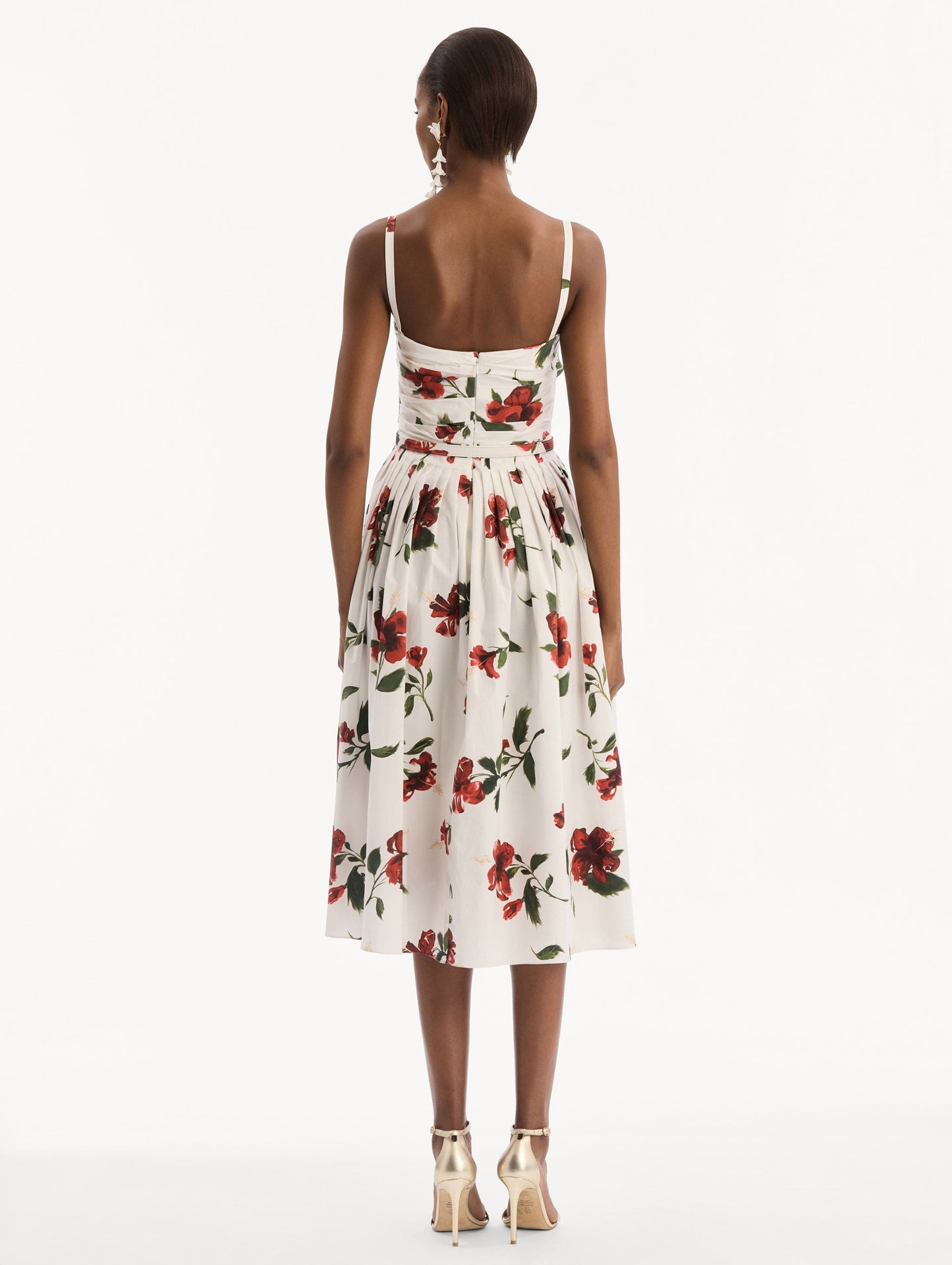 Hibiscus Cotton Poplin Dress Red/white / Oscar de la Renta