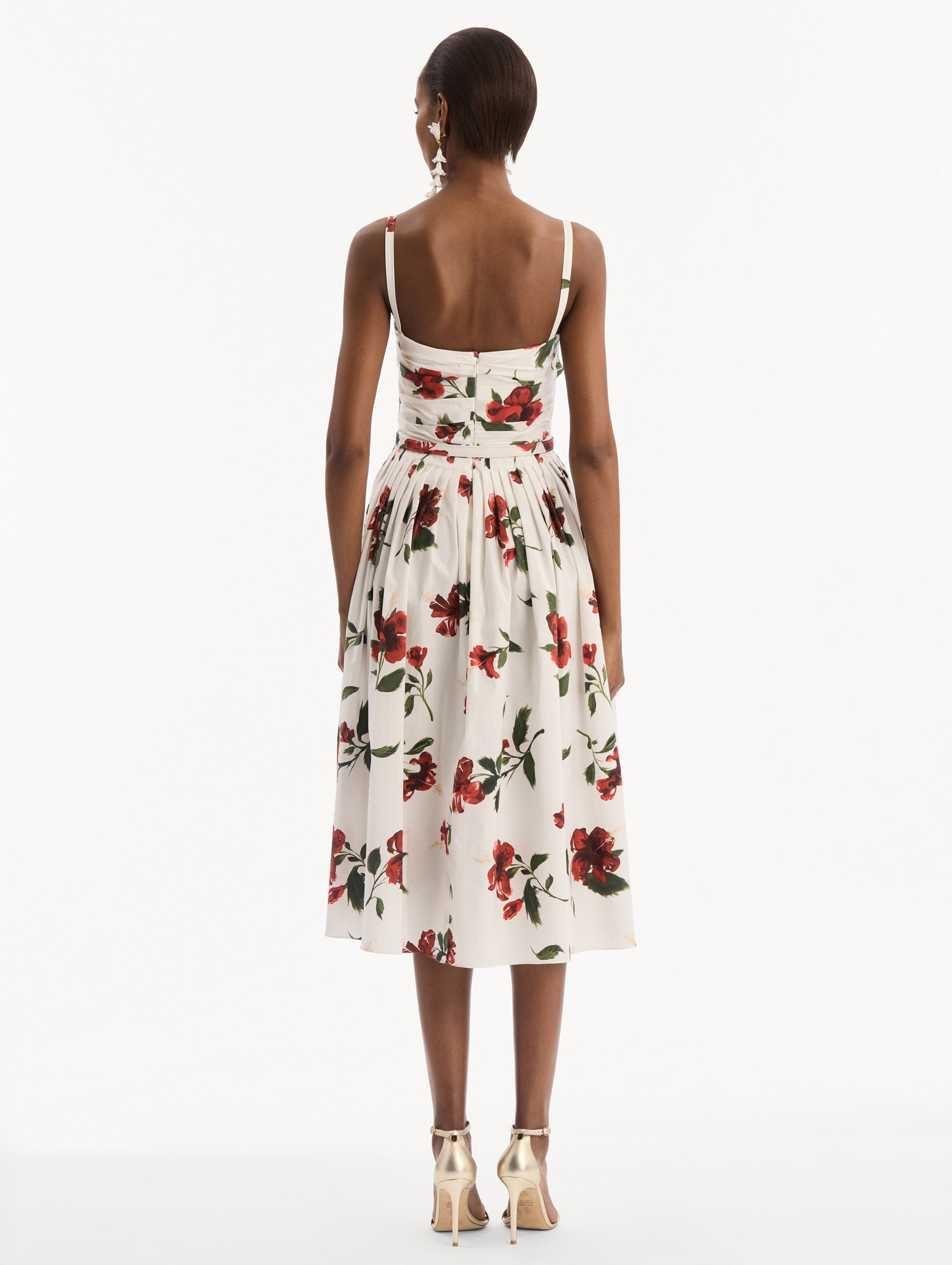 Hibiscus Cotton Poplin Dress Red/white / Oscar de la Renta