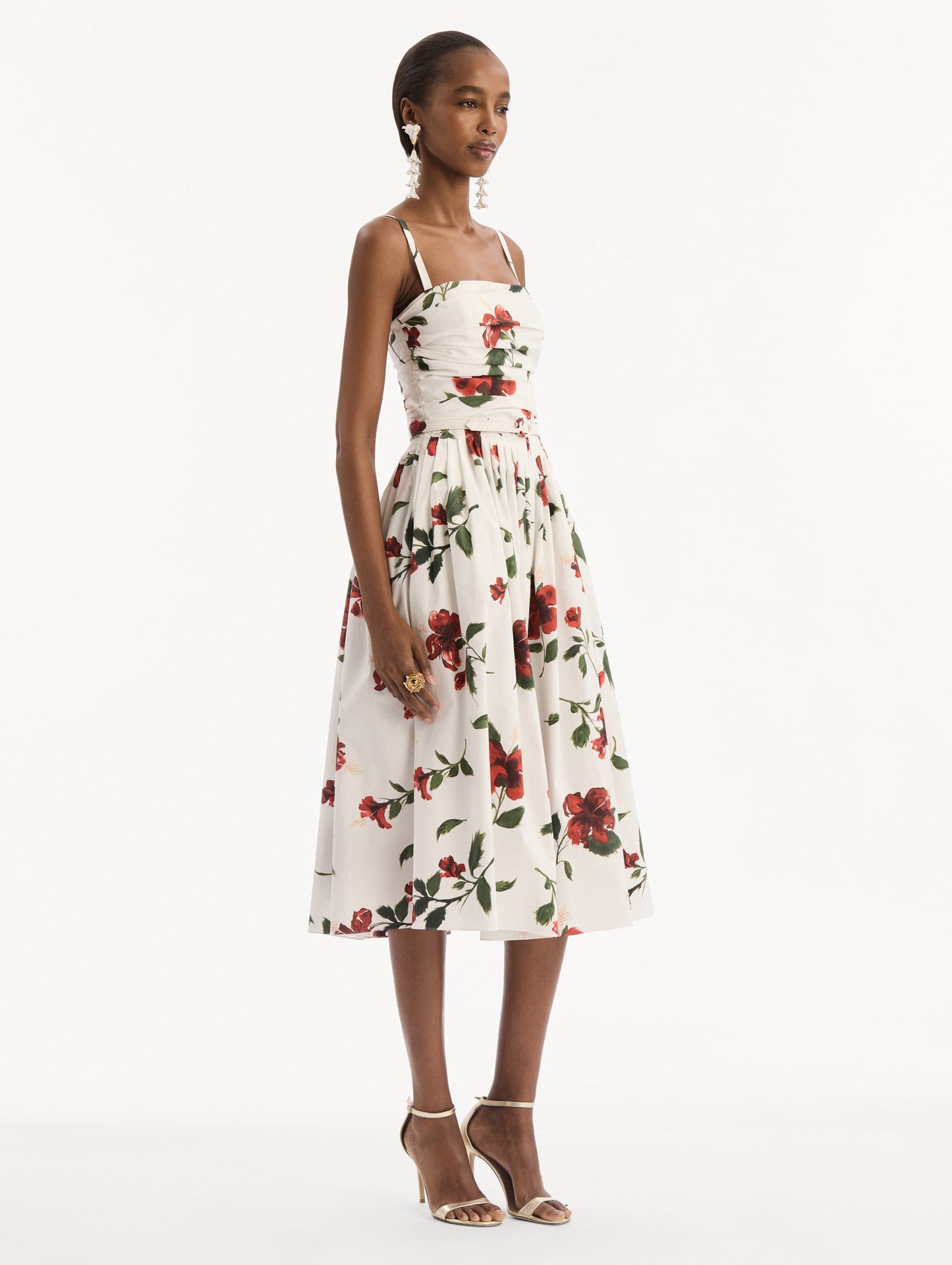Hibiscus Cotton Poplin Dress Red/white / Oscar de la Renta
