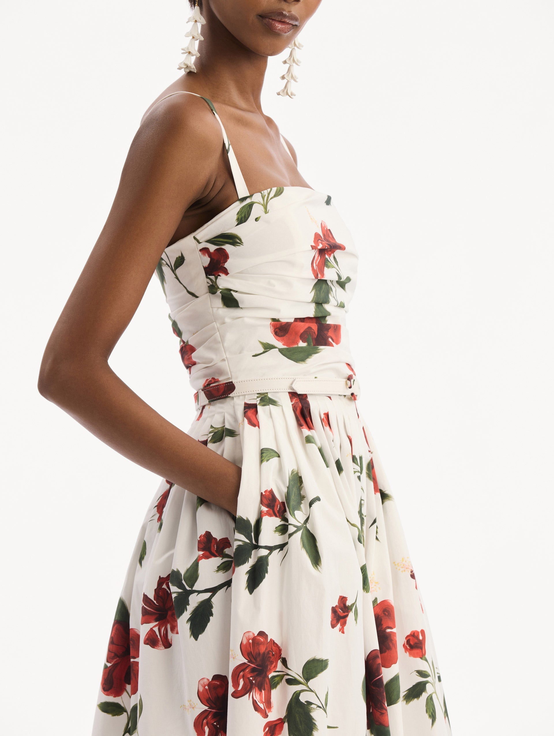 Hibiscus Cotton Poplin Dress Red/white / Oscar de la Renta