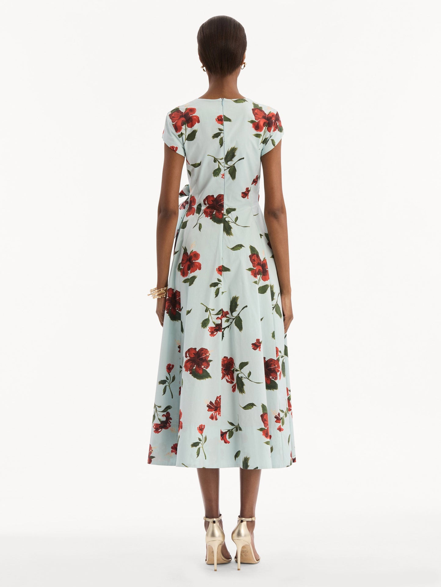 Hibiscus Cotton Poplin Wrap Dress Red/saltwater / Oscar de la Renta
