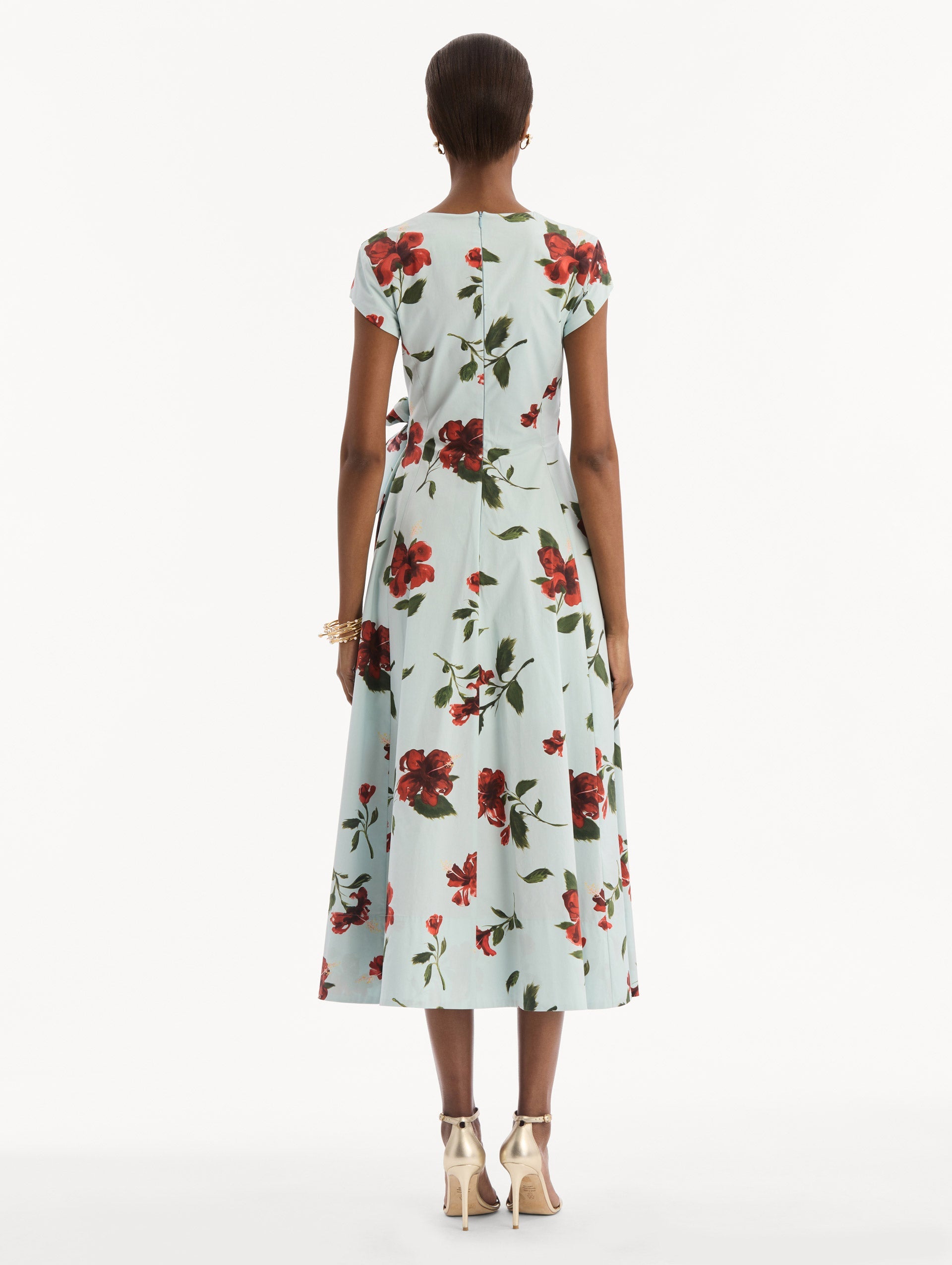 Hibiscus Cotton Poplin Wrap Dress Red/saltwater / Oscar de la Renta