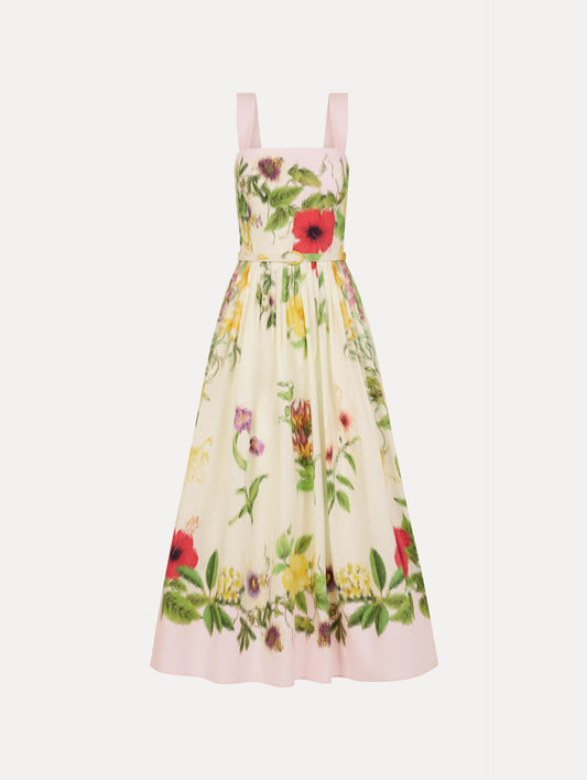 Dominican Mixed-Floral Cotton Poplin Dress Pink multi / Oscar de la Renta