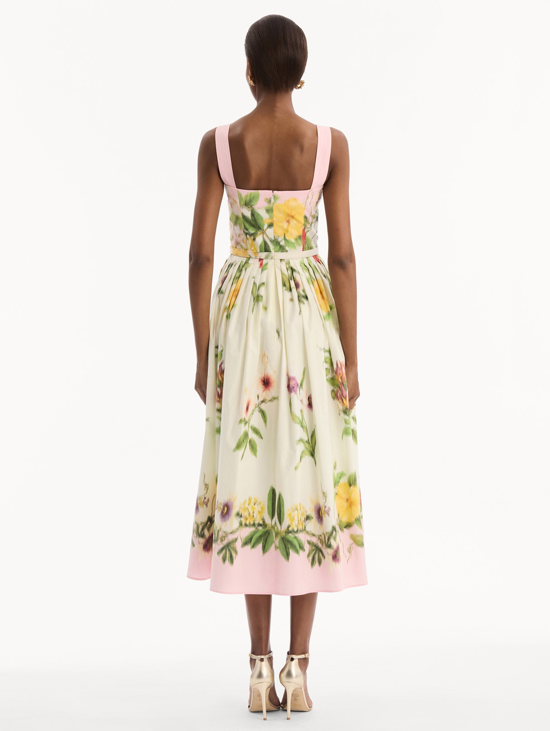 Dominican Mixed-Floral Cotton Poplin Dress Pink multi / Oscar de la Renta