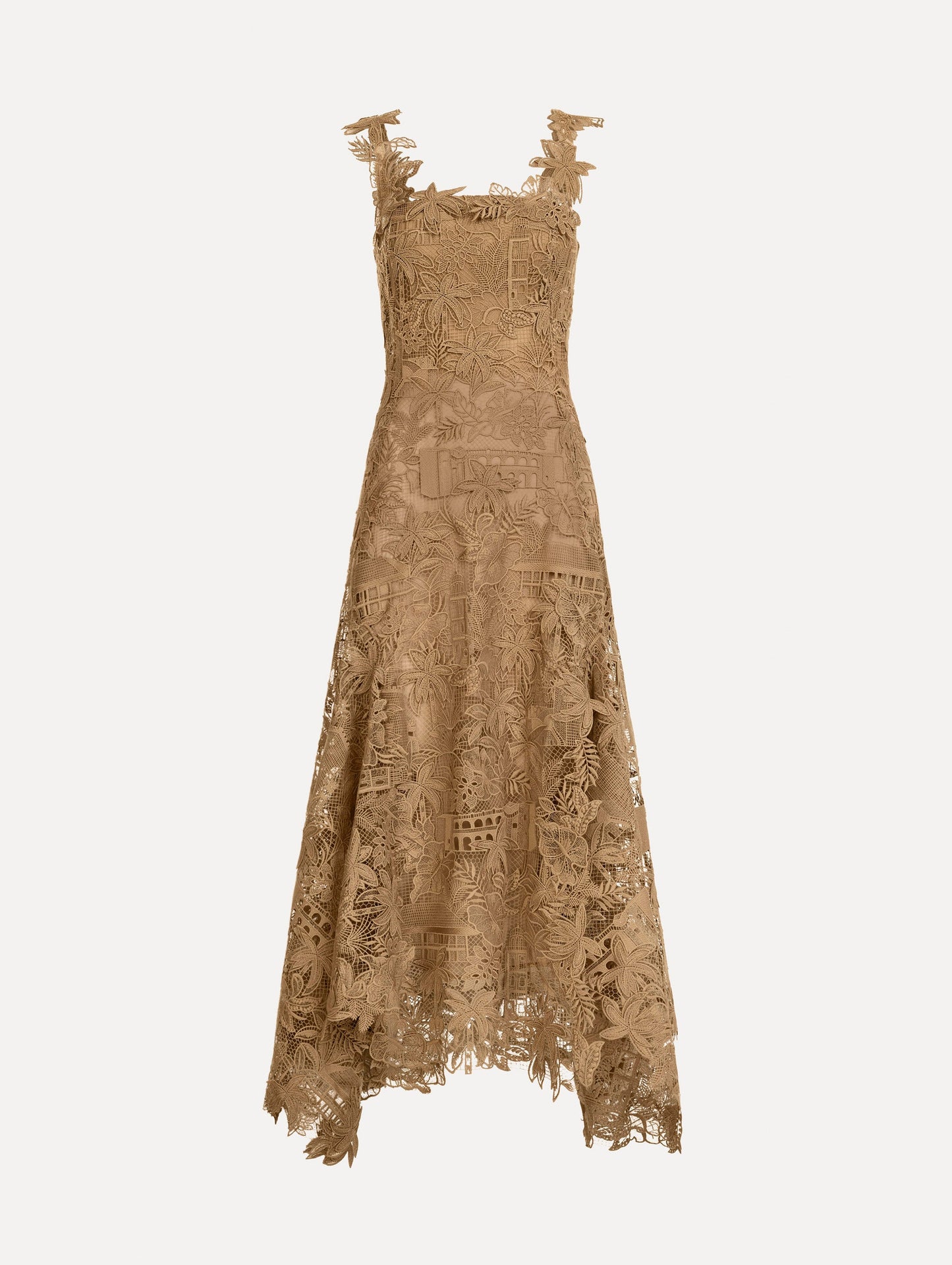 Dominican Landscape Guipure Dress Biscuit / Oscar de la Renta