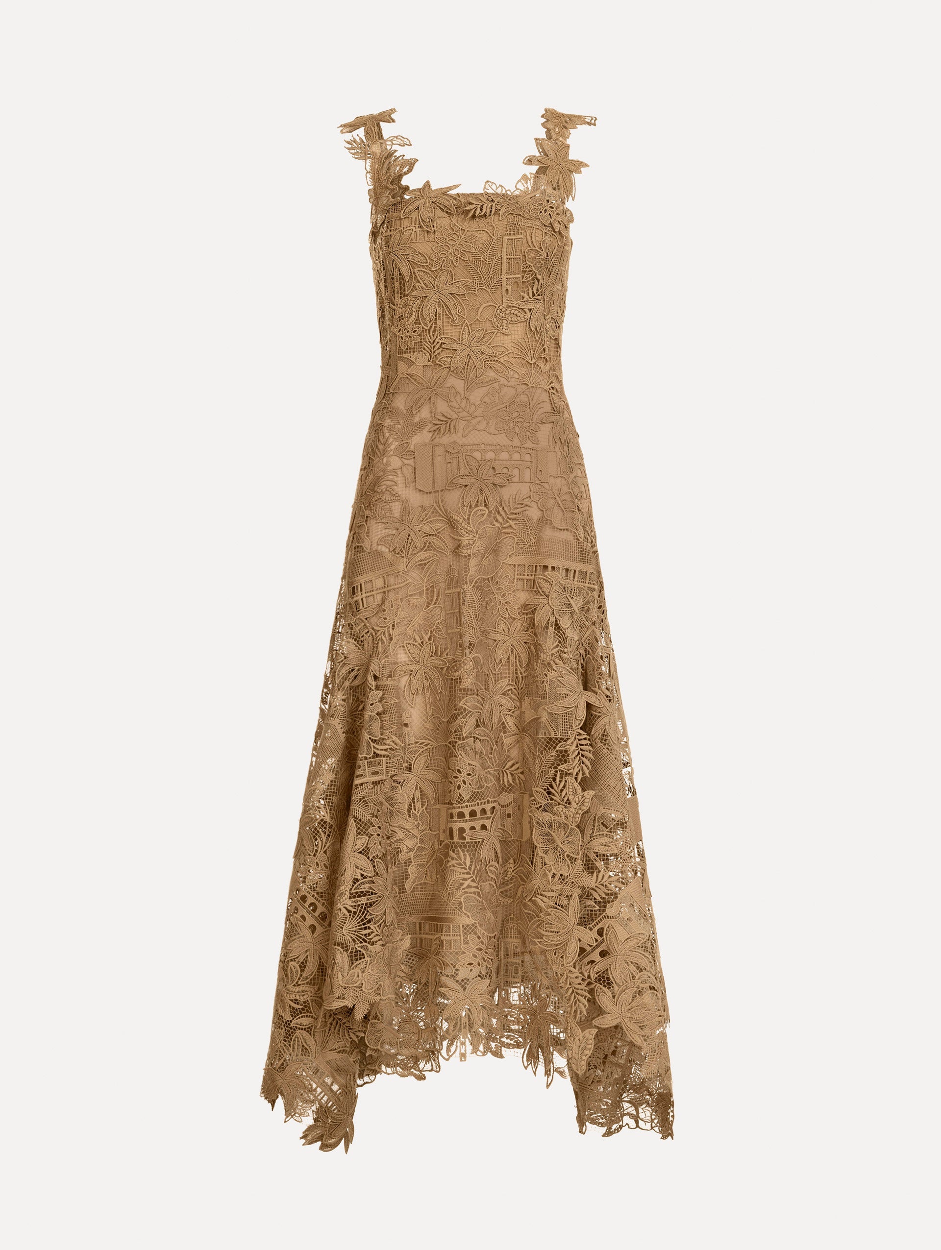 Dominican Landscape Guipure Dress Biscuit / Oscar de la Renta