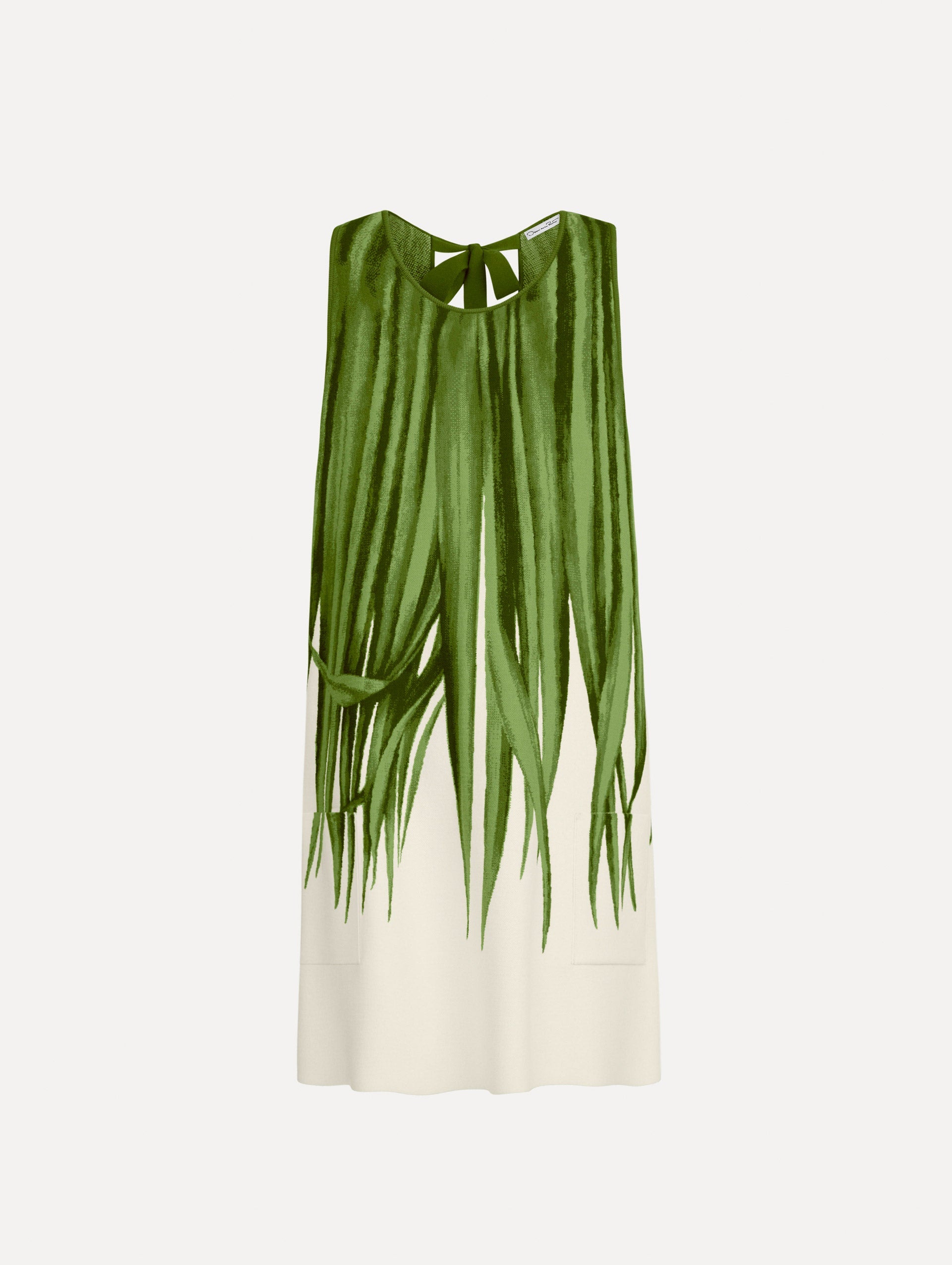 Palm Leaves Jacquard Shift Dress Green/ivory / Oscar de la Renta
