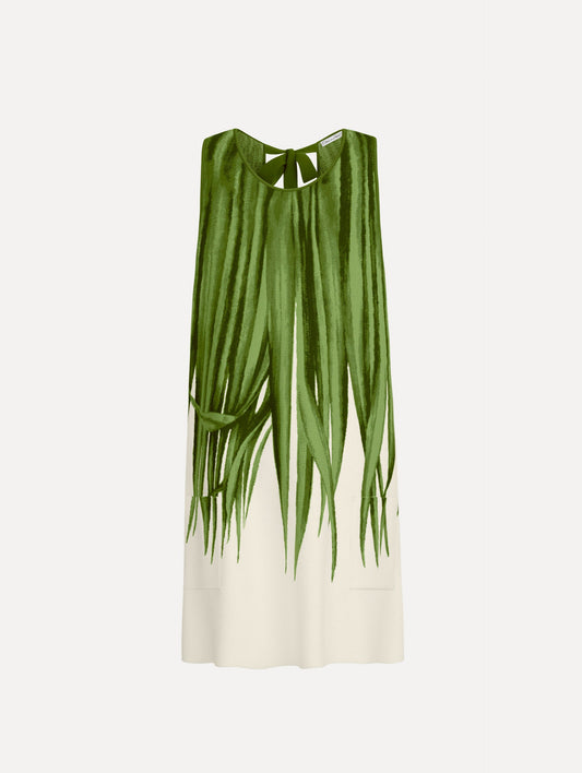 Palm Leaves Jacquard Shift Dress Green/ivory / Oscar de la Renta