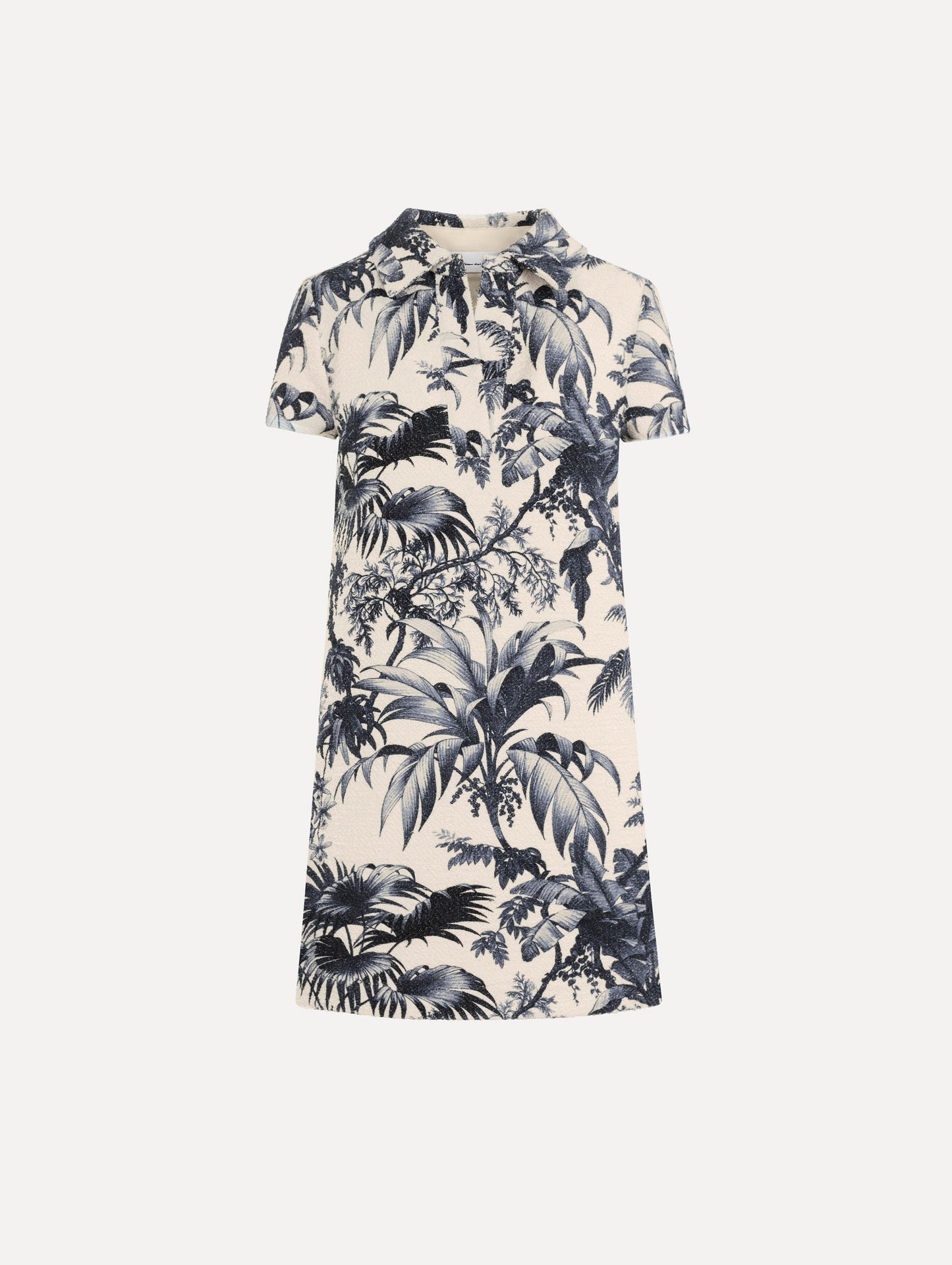 Chiné Palm Leaves Shift Dress Navy/ivory / Oscar de la Renta