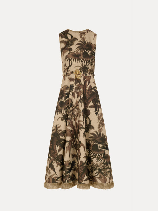 Chiné Palm Leaves Dress Espresso ivory / Oscar de la Renta
