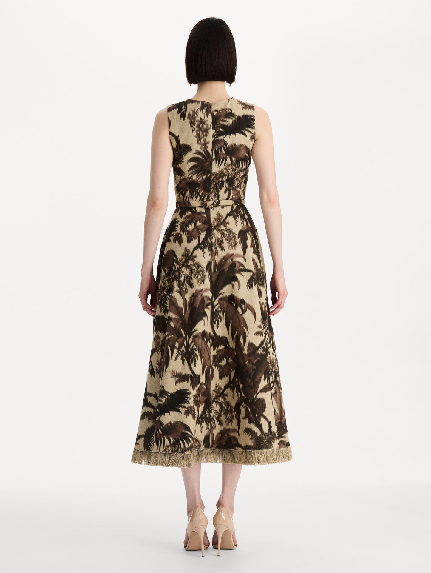 Chiné Palm Leaves Dress Espresso ivory / Oscar de la Renta