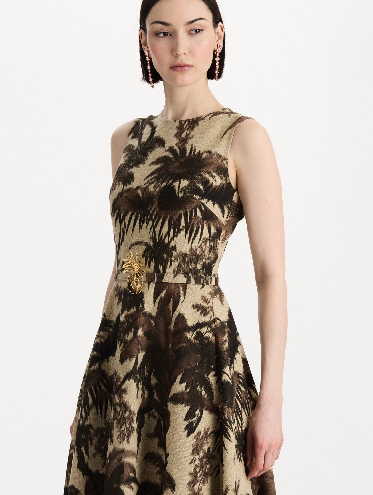 Chiné Palm Leaves Dress Espresso ivory / Oscar de la Renta