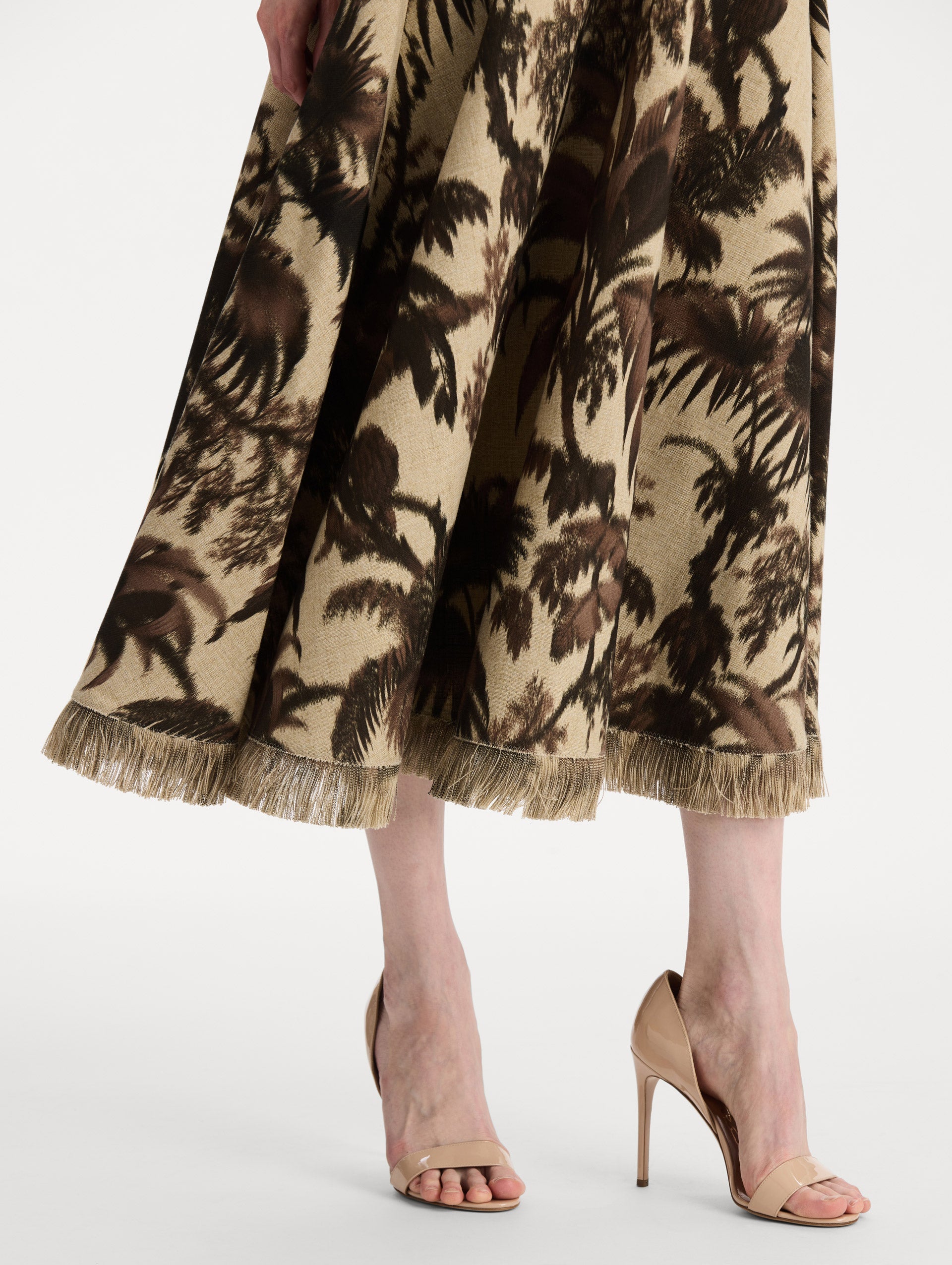 Chiné Palm Leaves Dress Espresso ivory / Oscar de la Renta