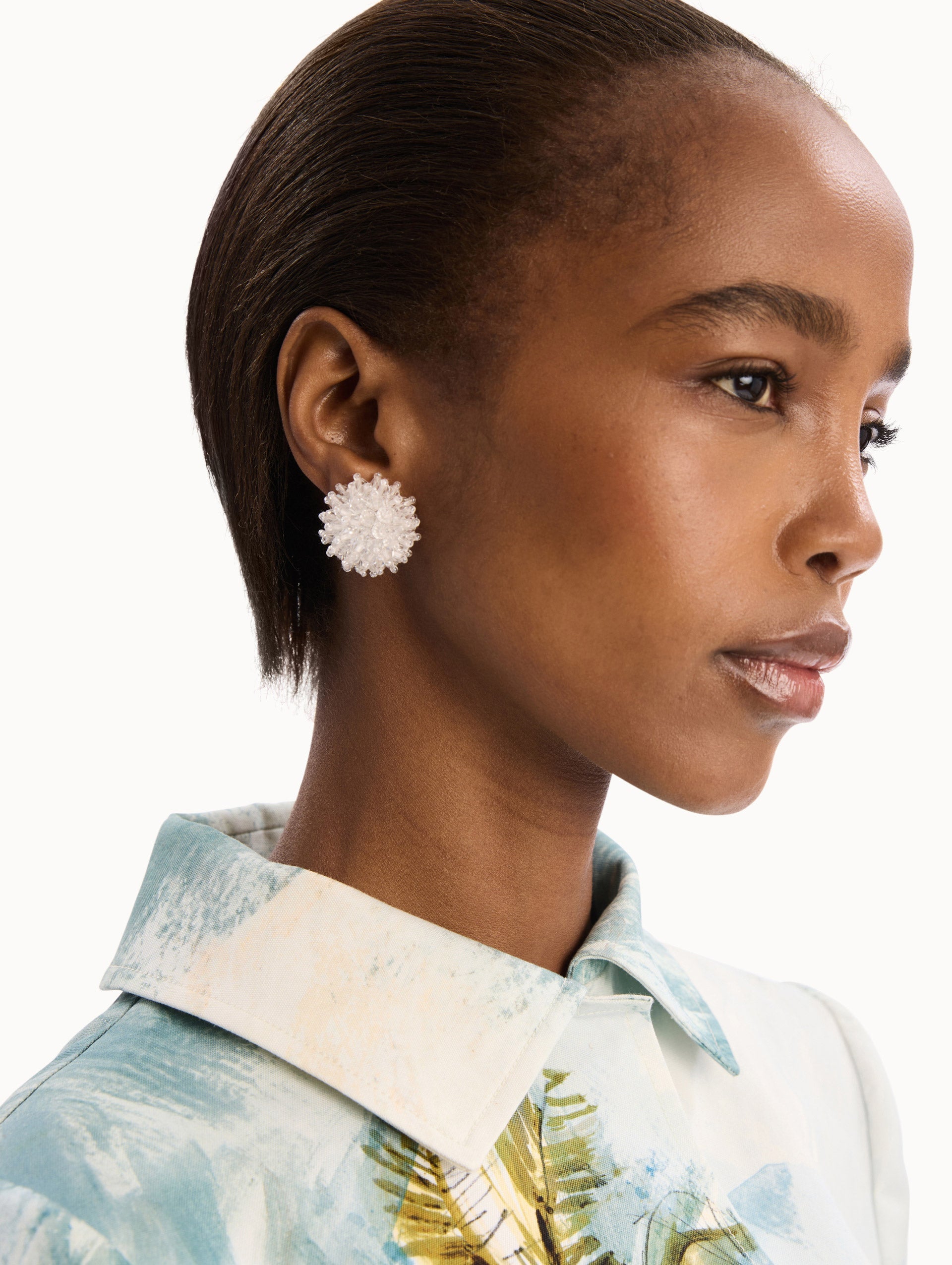 Beaded Cluster Earrings Crystal / Oscar de la Renta