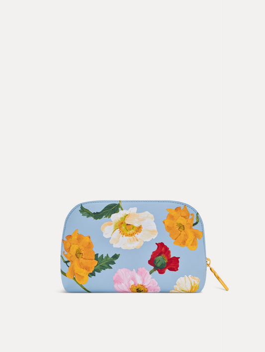 Poppy-Printed Small Cosmetic Case Blue bell / Oscar de la Renta