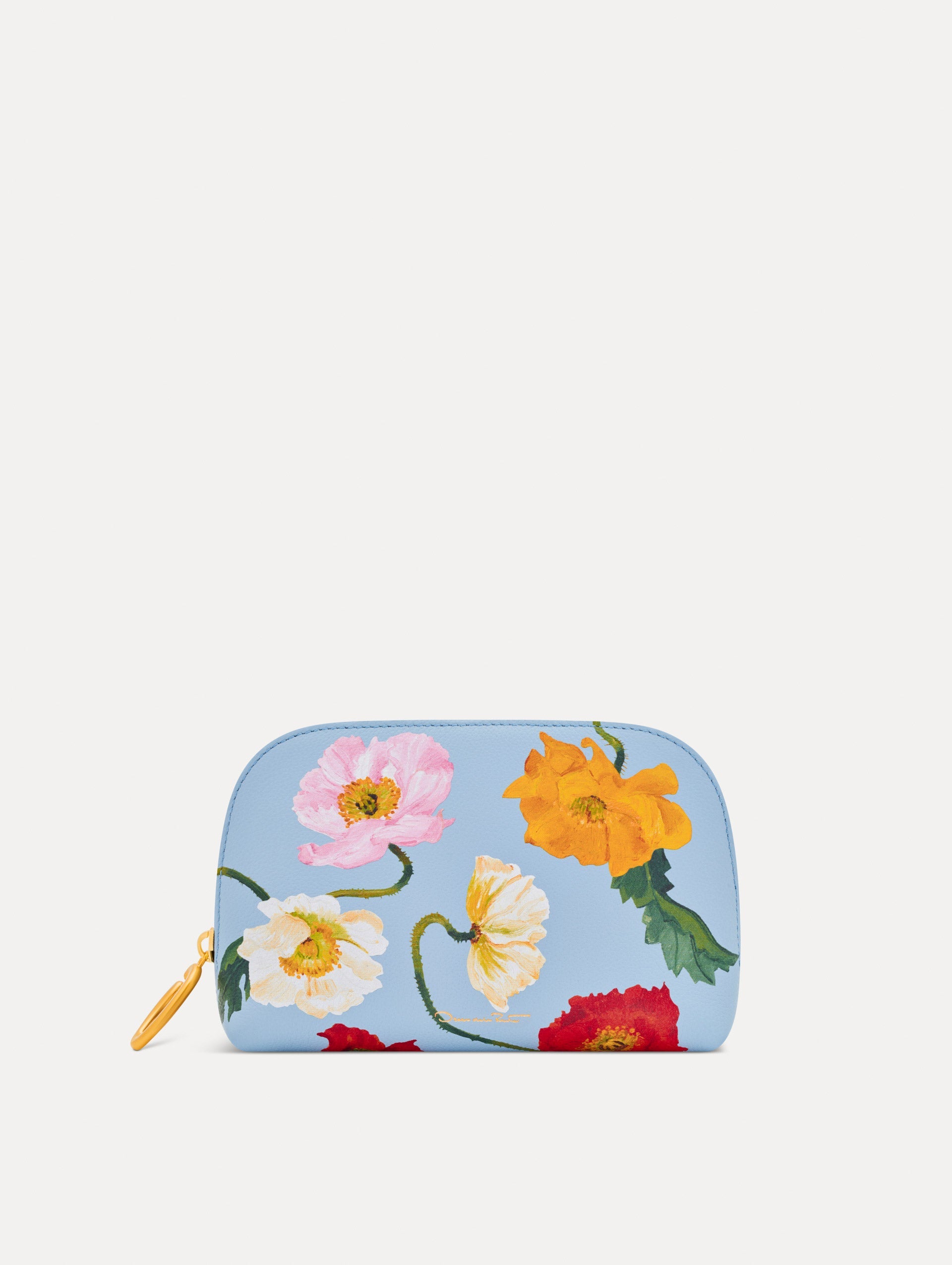 Poppy-Printed Small Cosmetic Case Blue bell / Oscar de la Renta