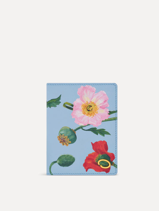 Poppy-Printed Passport Cover Blue bell / Oscar de la Renta