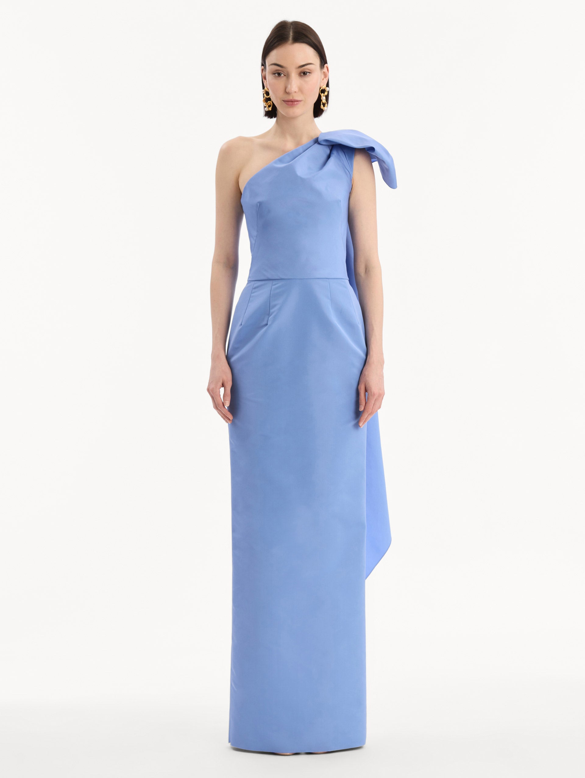 Bow-Detail Faille Column Gown Twilight / Oscar de la Renta