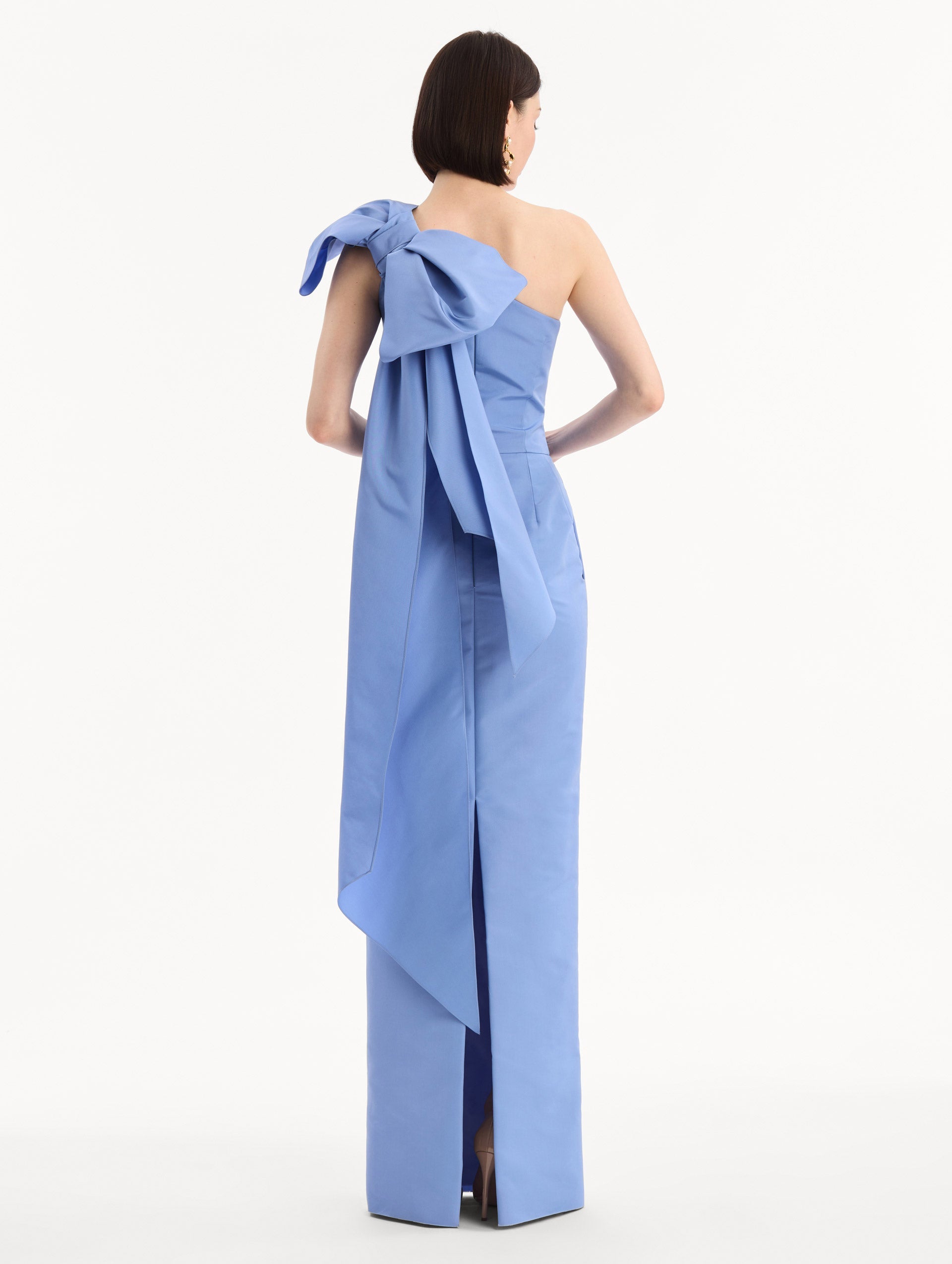 Bow-Detail Faille Column Gown Twilight / Oscar de la Renta