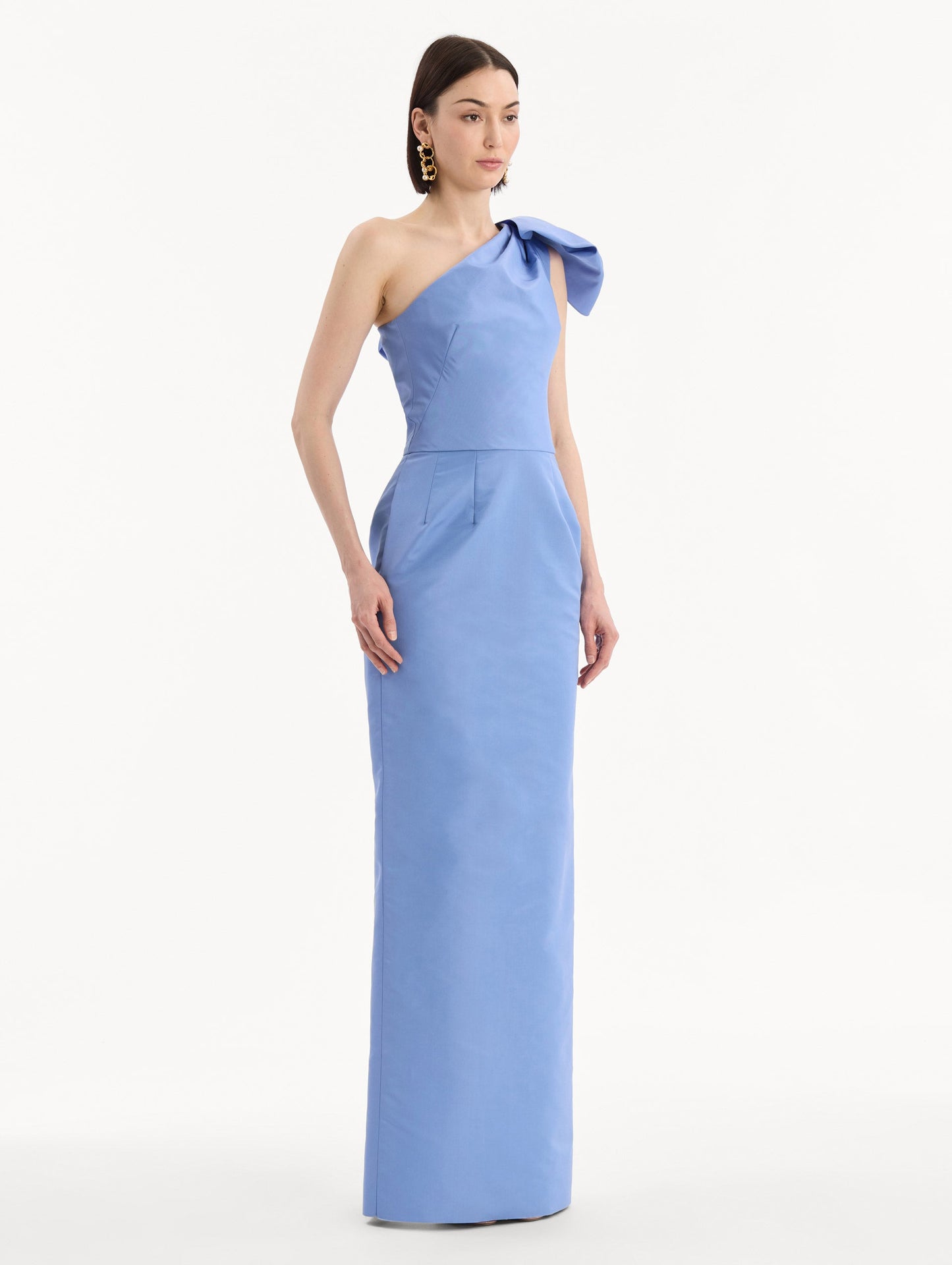 Bow-Detail Faille Column Gown Twilight / Oscar de la Renta