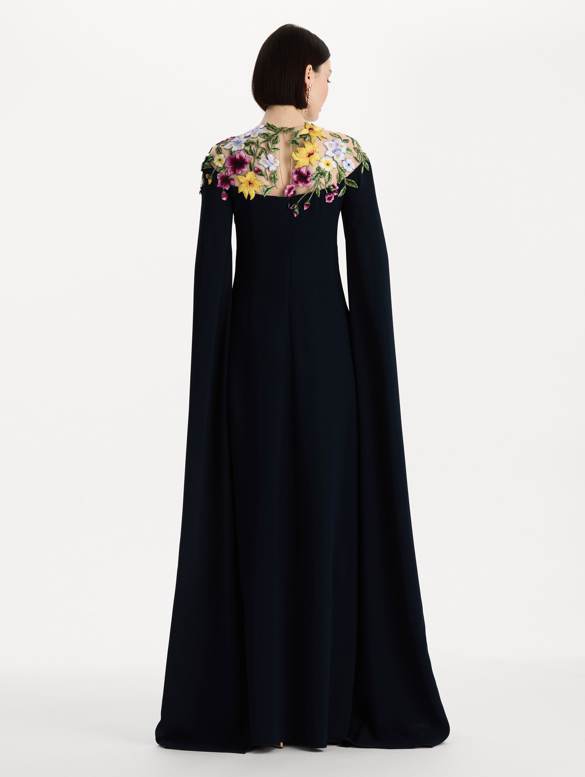 Dominican Mixed-Floral Caftan Navy / Oscar de la Renta