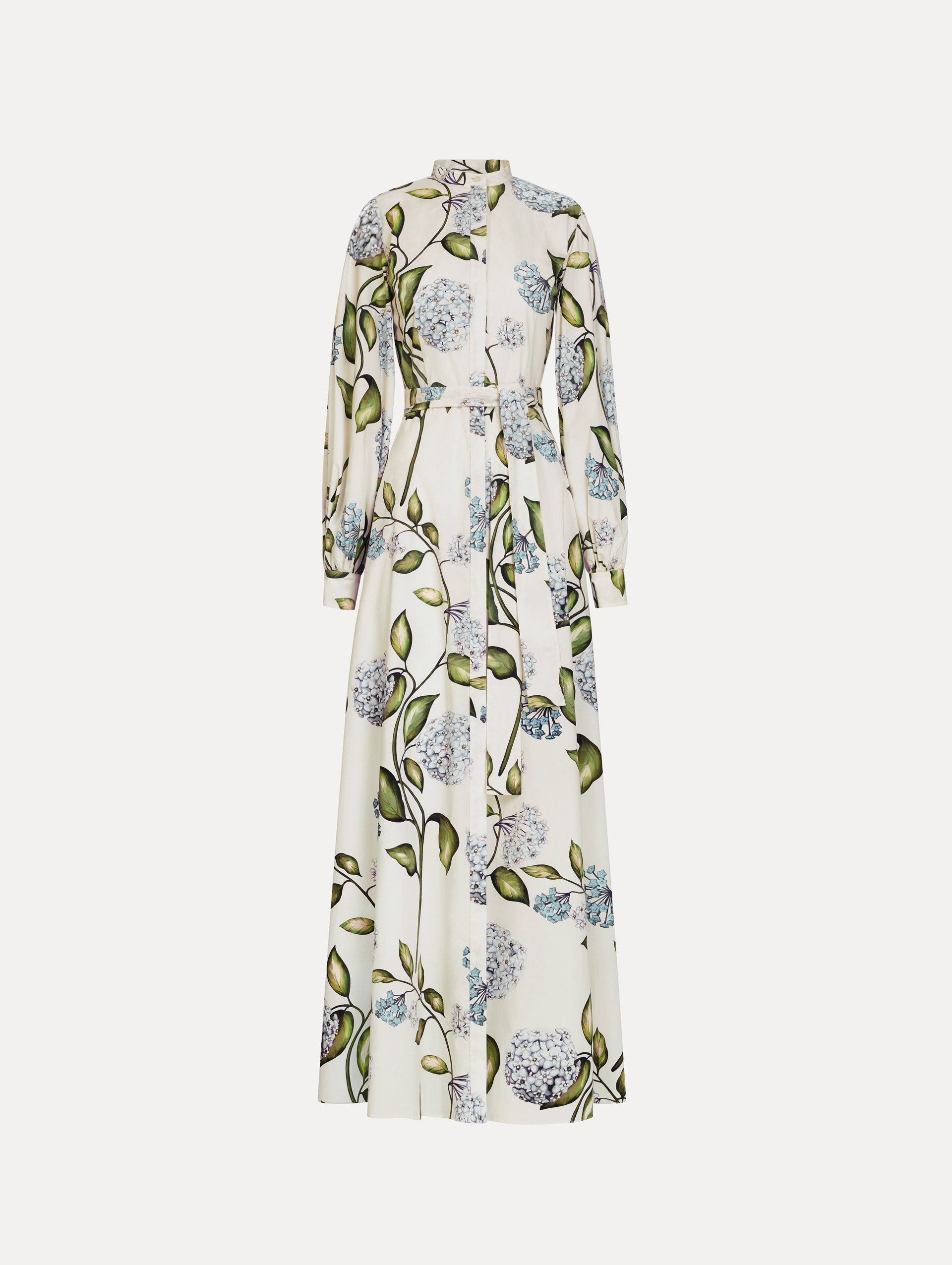 Porcelain Flower Cotton Poplin Caftan Denim/white / Oscar de la Renta