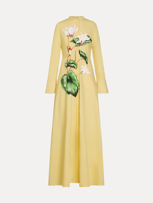Chiné Cyclamen Cotton Poplin Caftan White/butter / Oscar de la Renta