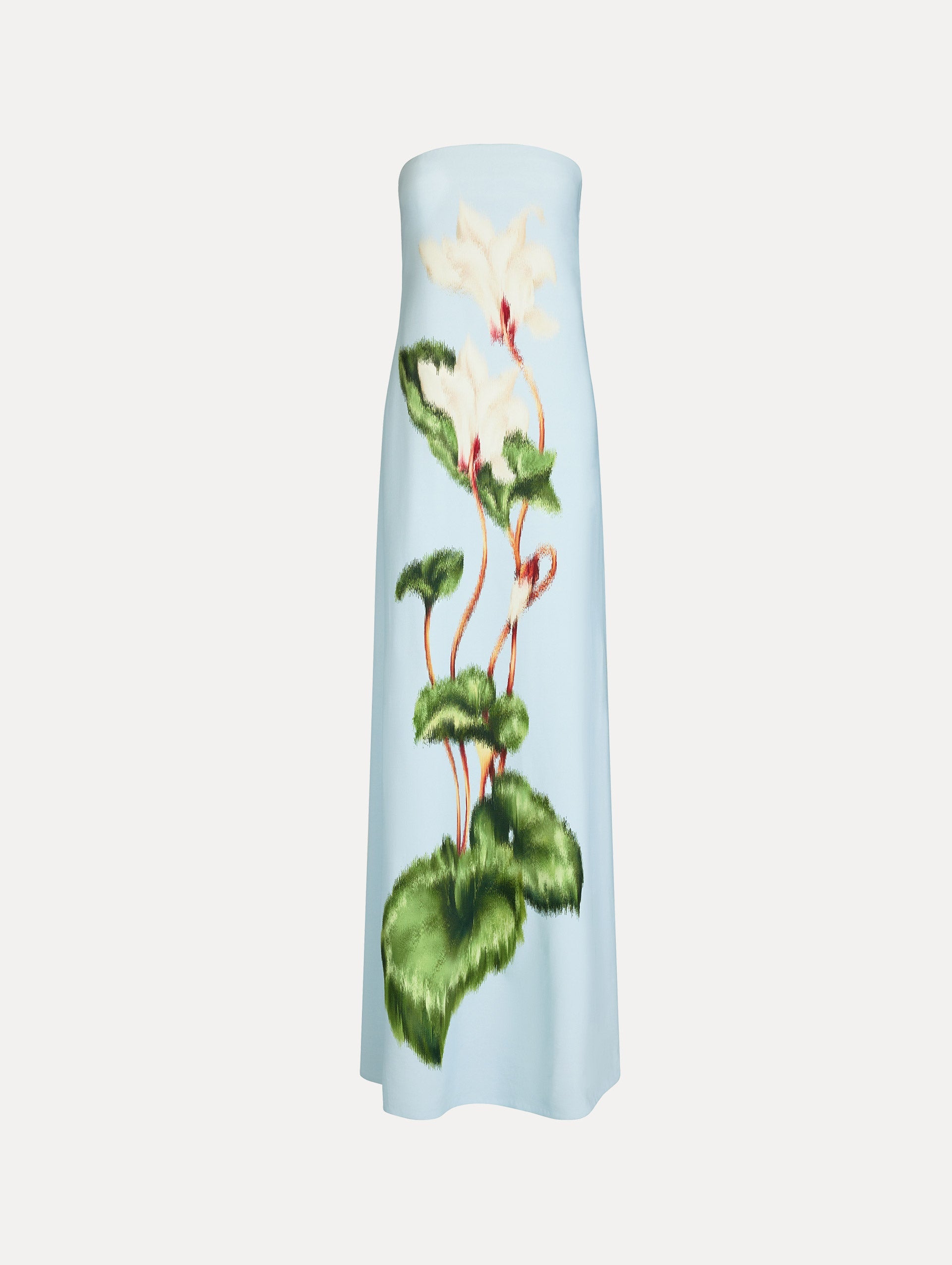Chiné Cyclamen Strapless Gown White/light blue / Oscar de la Renta