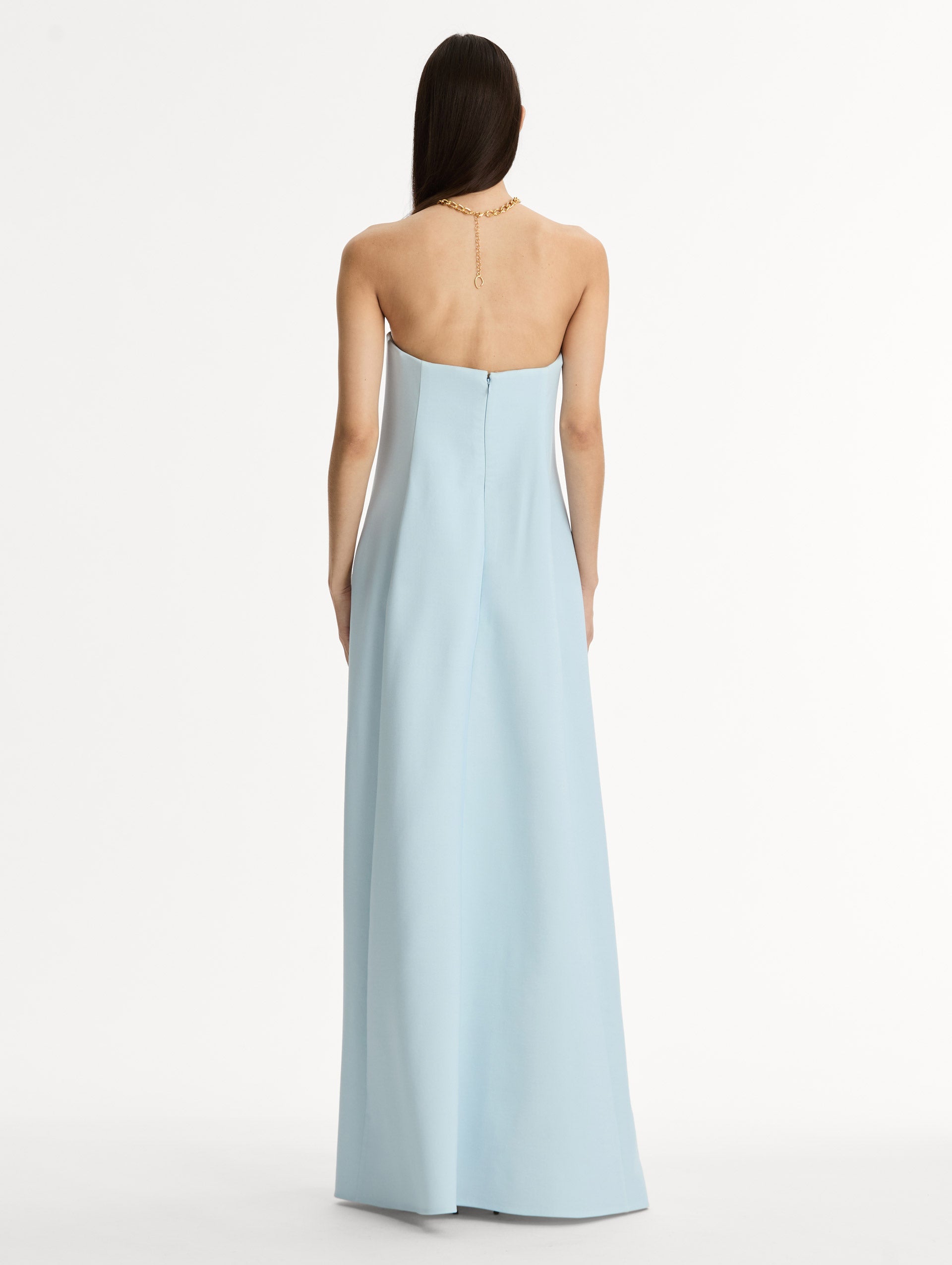 Chiné Cyclamen Strapless Gown White/light blue / Oscar de la Renta