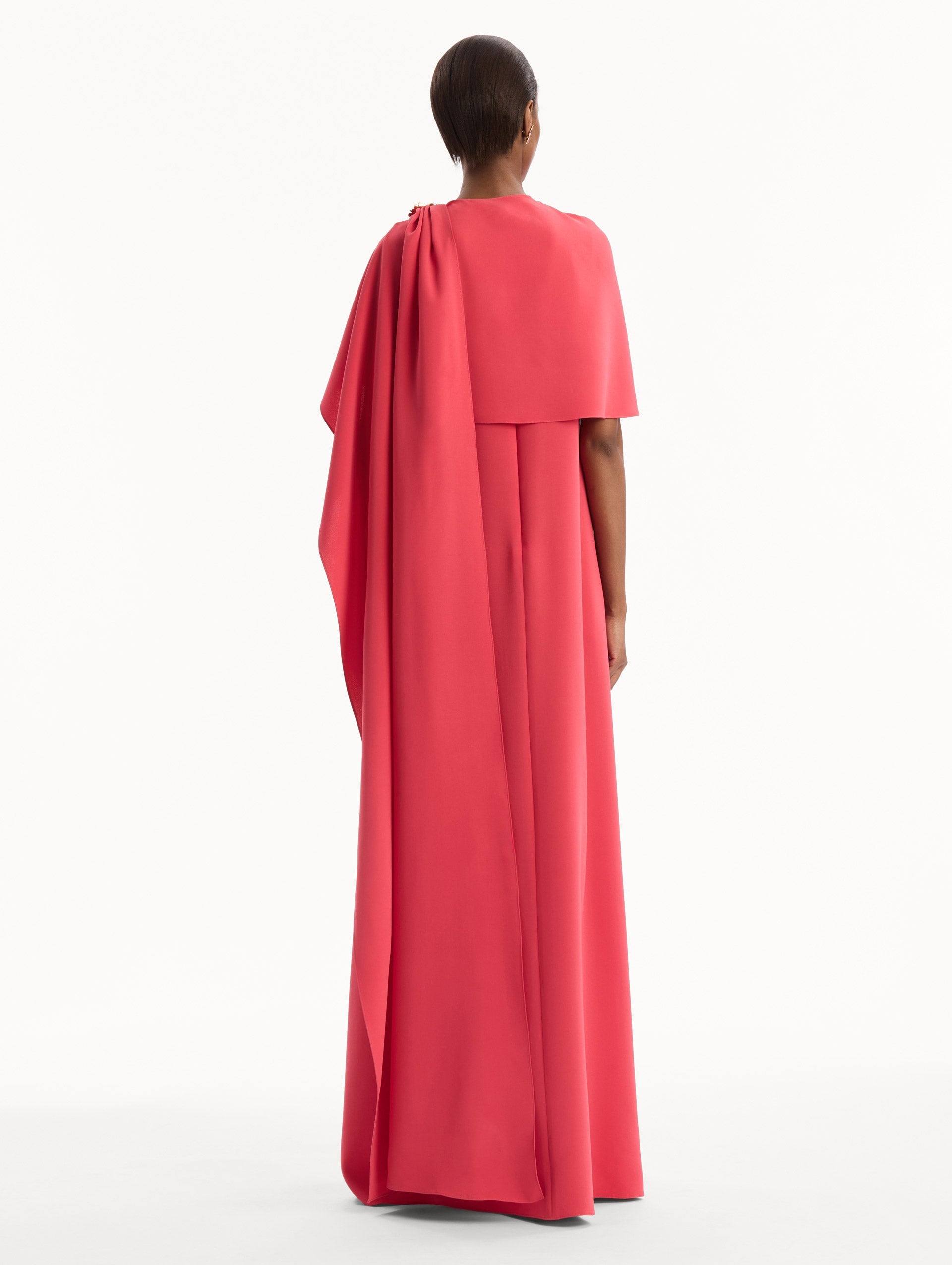 Hibiscus Brooch Georgette Caftan Hot pink / Oscar de la Renta
