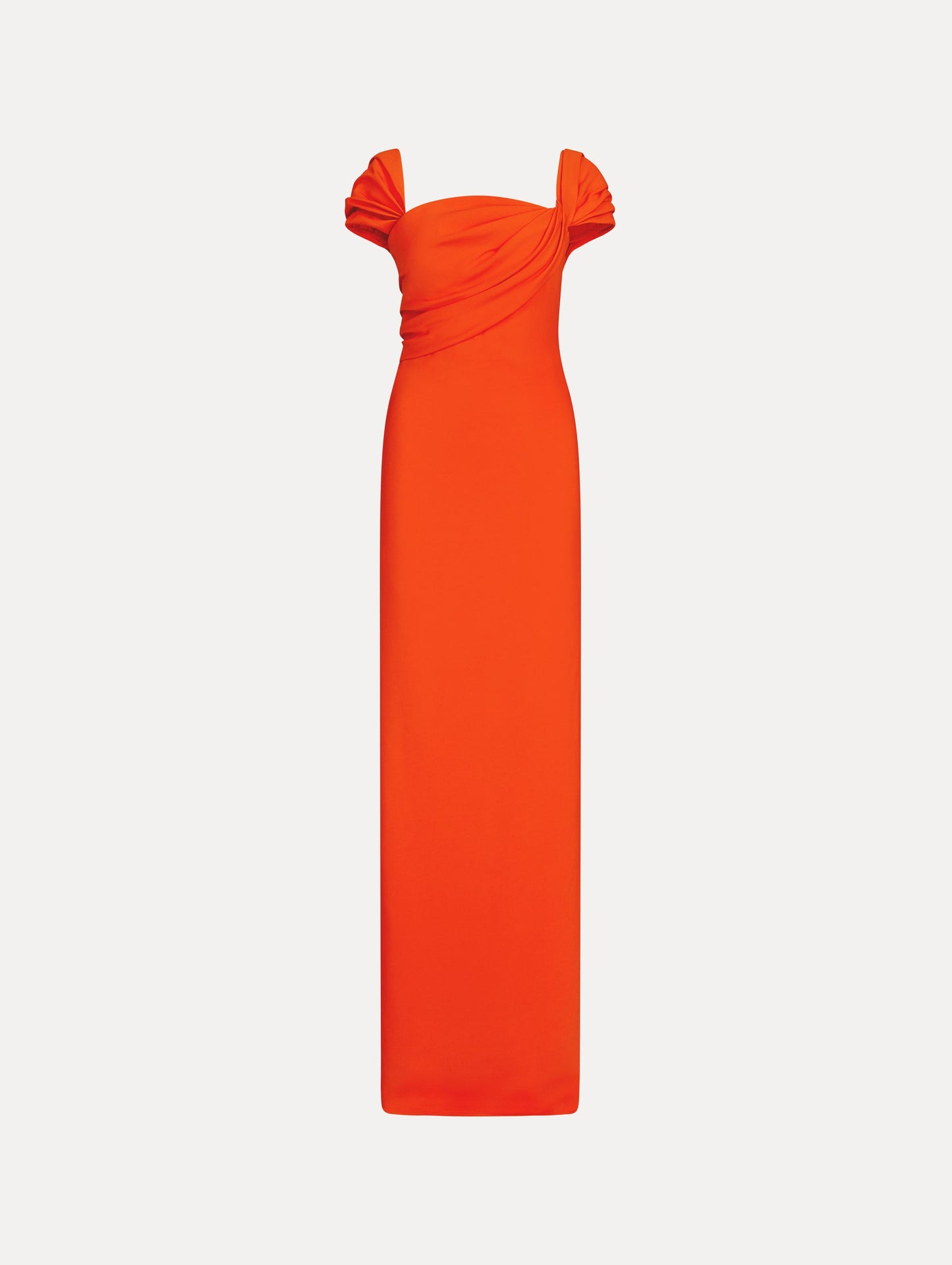 Draped-Detailed Cady Gown Coquelicot / Oscar de la Renta