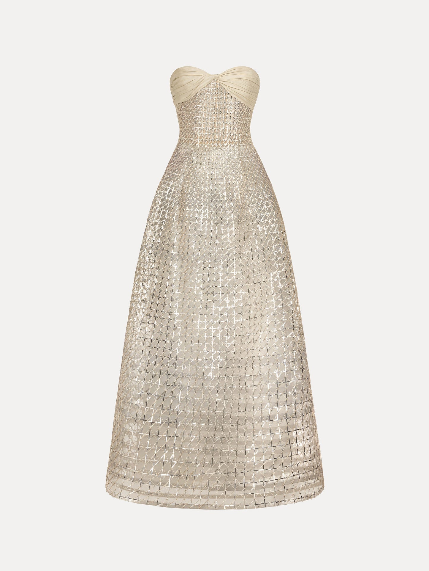 Sequin & Bugle Bead Lattice Gown Moon rock / Oscar de la Renta
