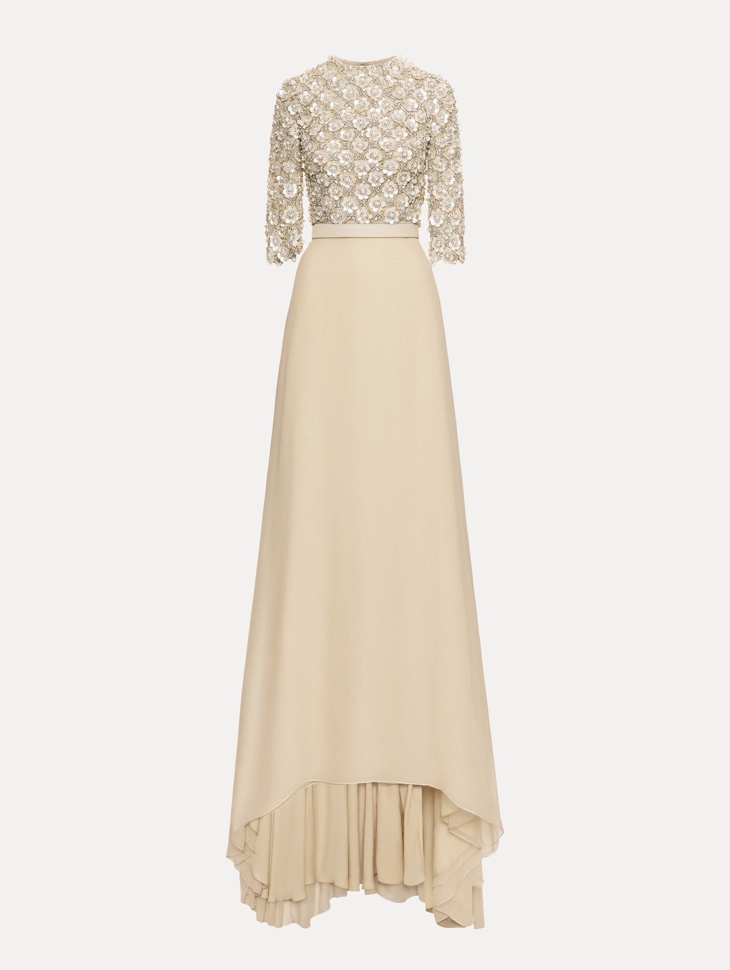 Mother of Pearl Embroidered Gown Oyster / Oscar de la Renta