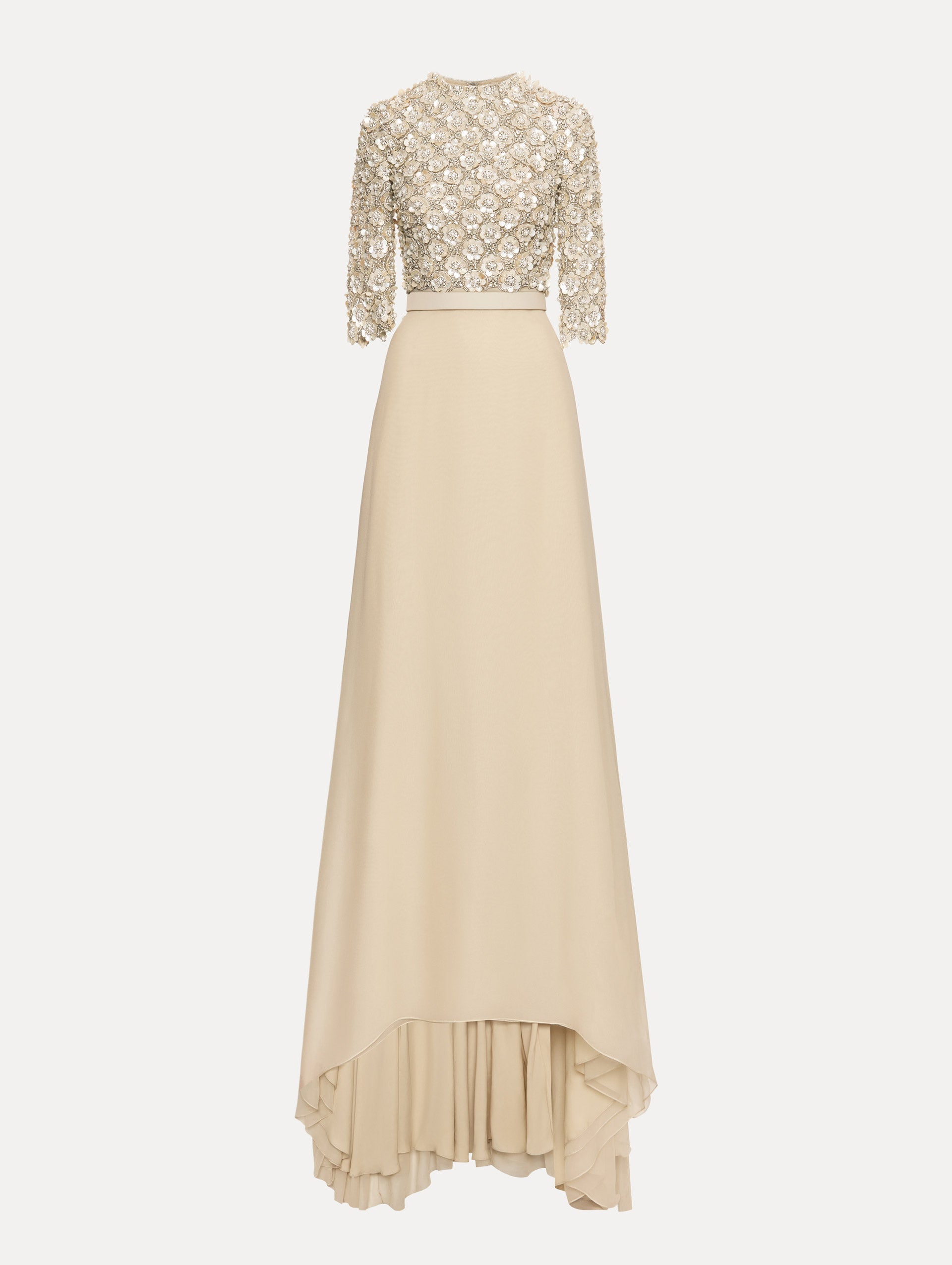 Mother of Pearl Embroidered Gown Oyster / Oscar de la Renta
