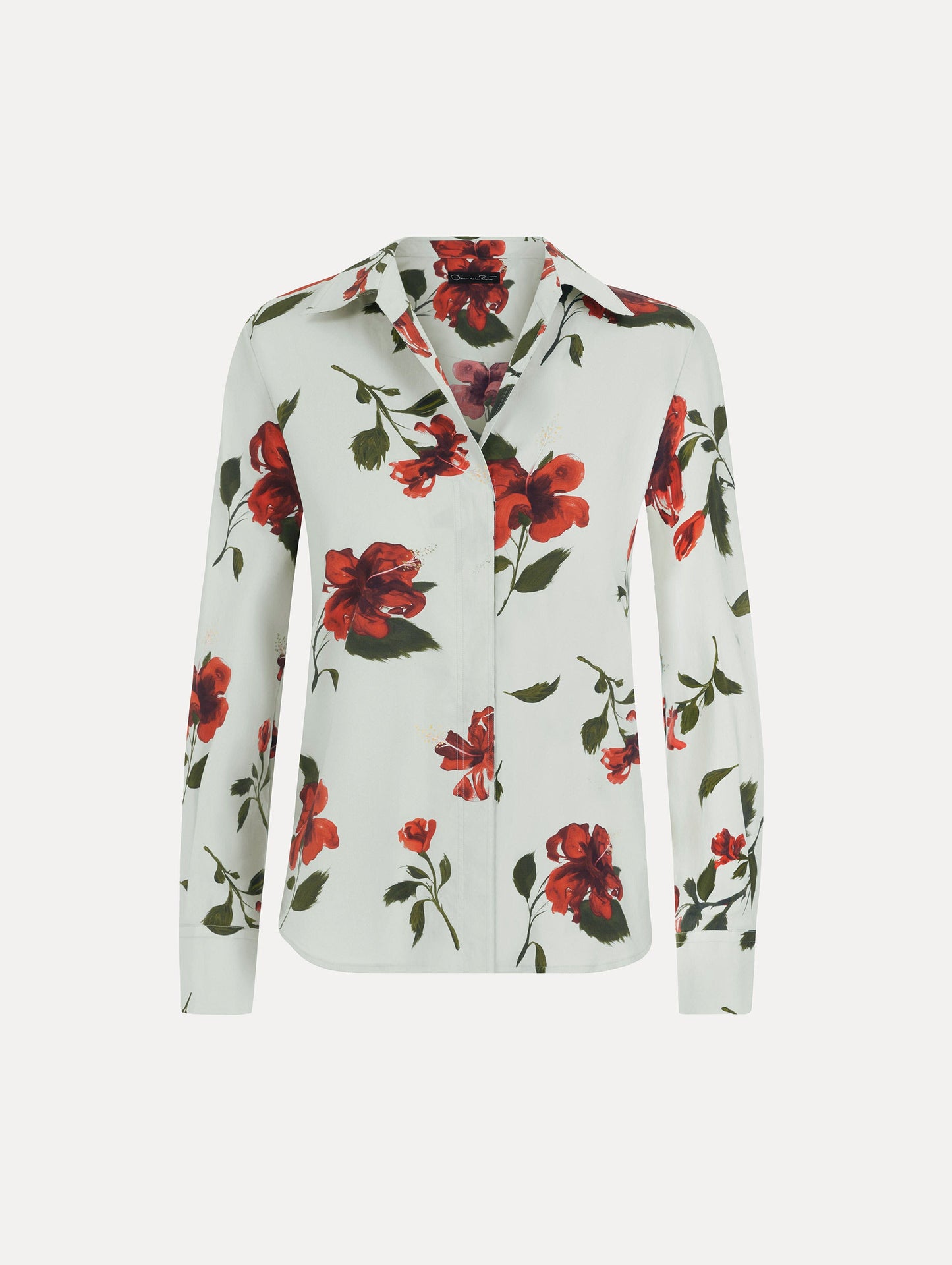 Hibiscus Cotton Poplin Blouse Red/saltwater / Oscar de la Renta