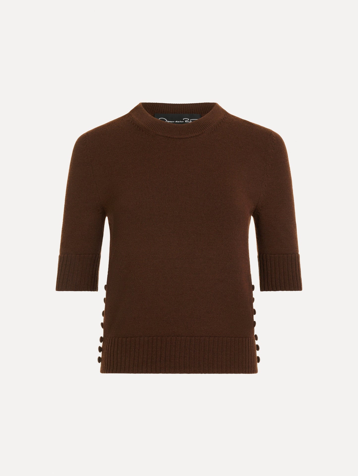 Button-Detail Pullover Mahogany / Oscar de la Renta