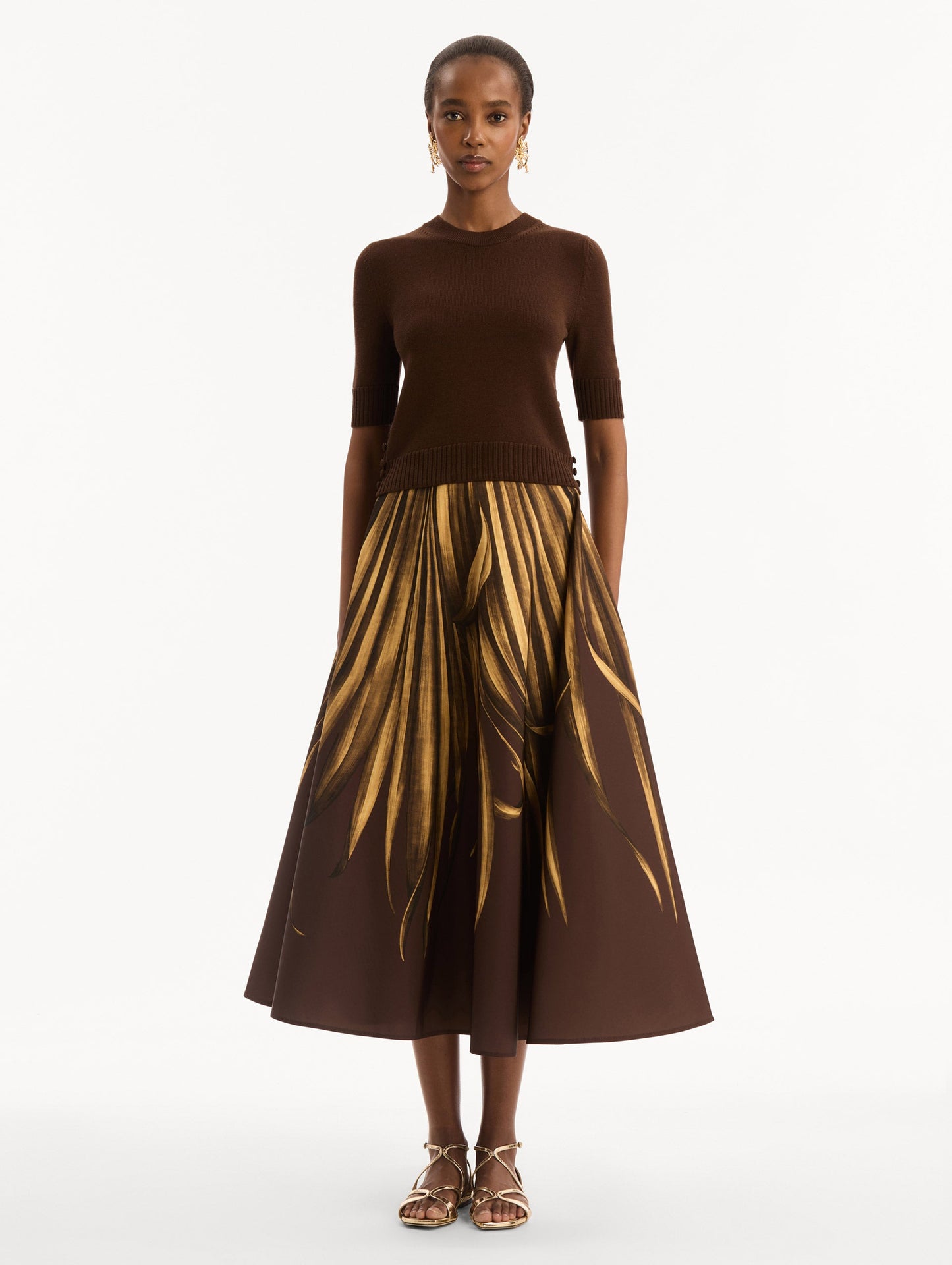 Button-Detail Pullover Mahogany / Oscar de la Renta