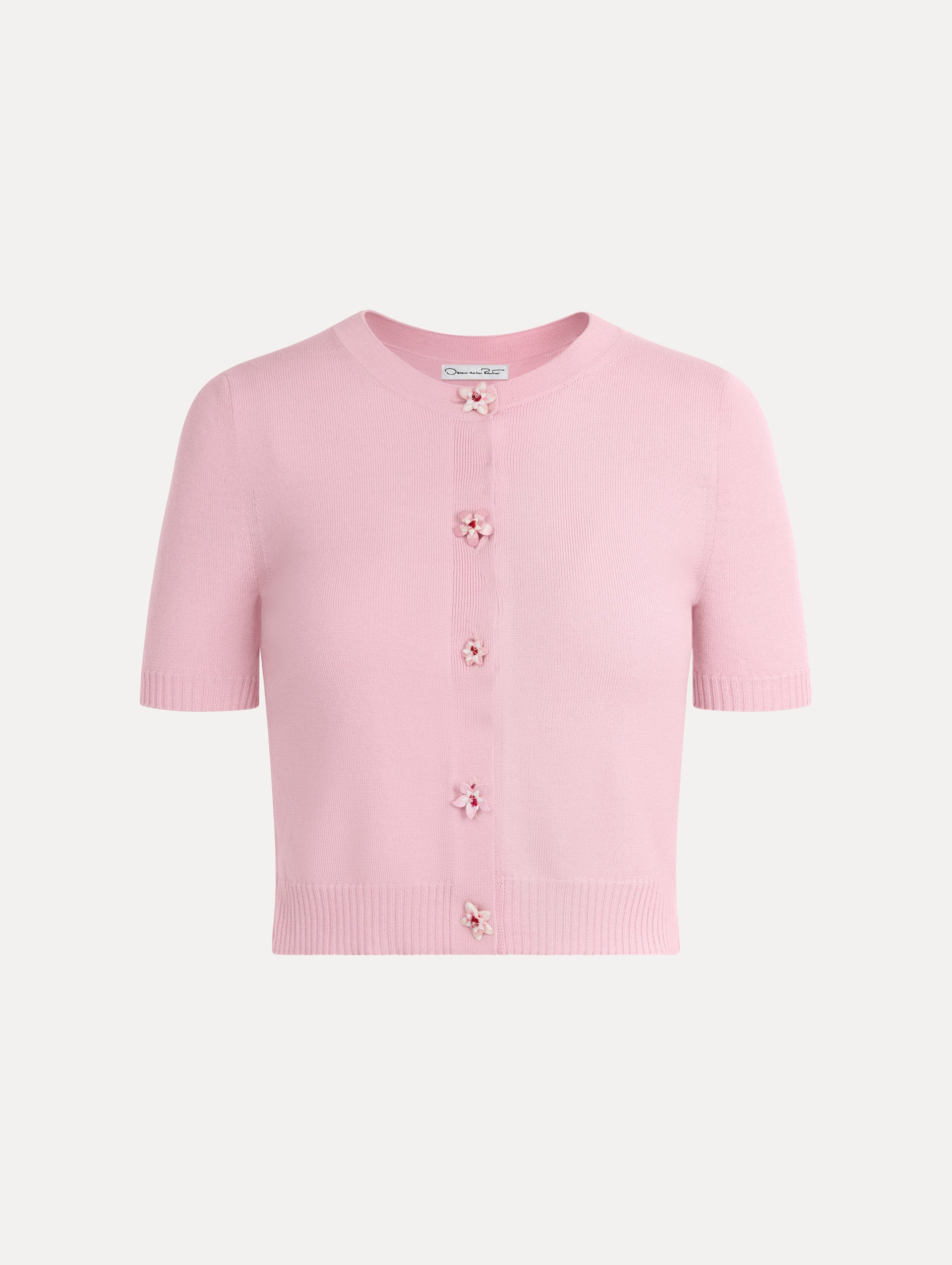 Floral Button Cropped Cardigan Pink pink / Oscar de la Renta
