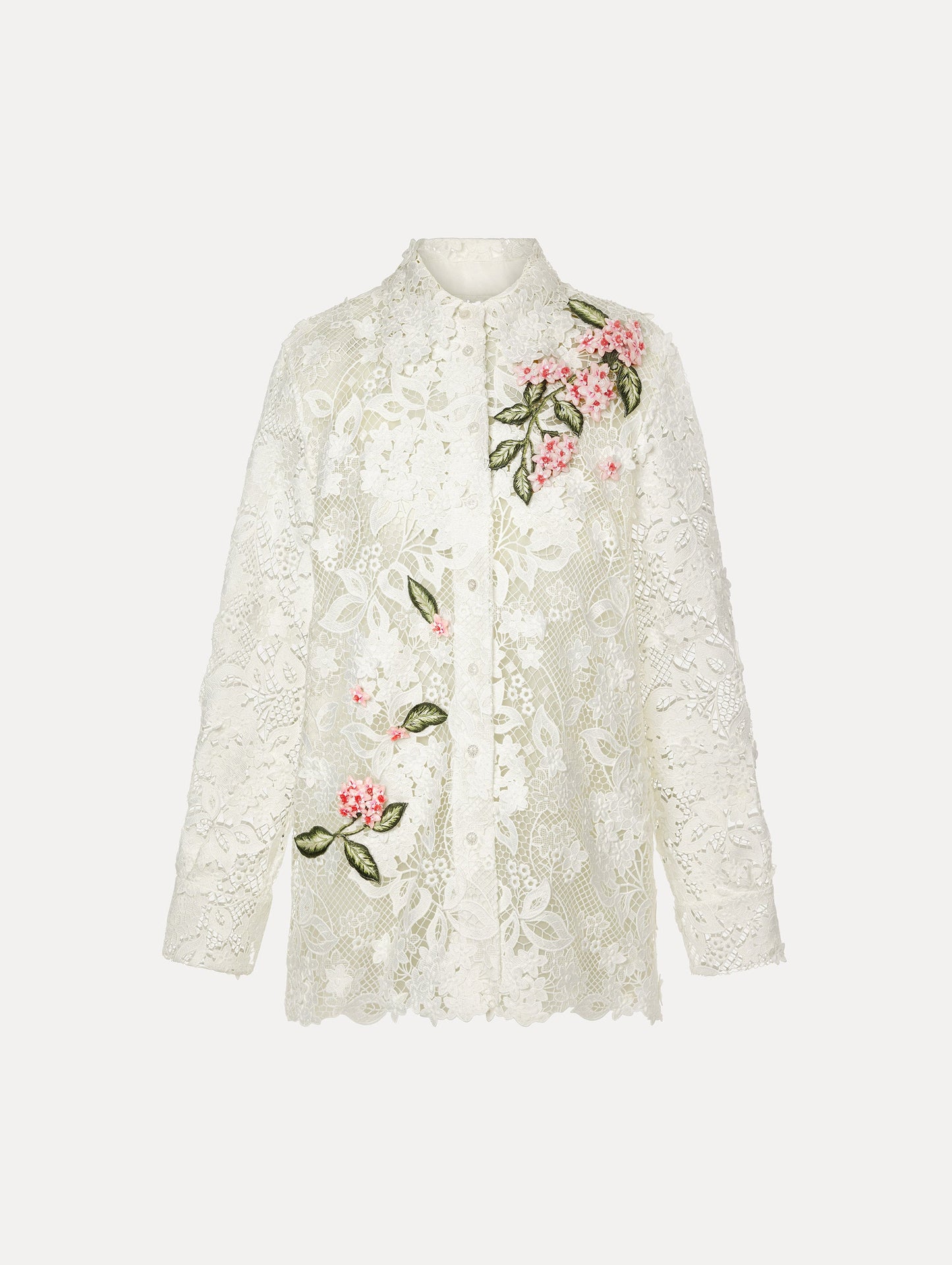 Porcelain Flower Guipure Blouse White / Oscar de la Renta