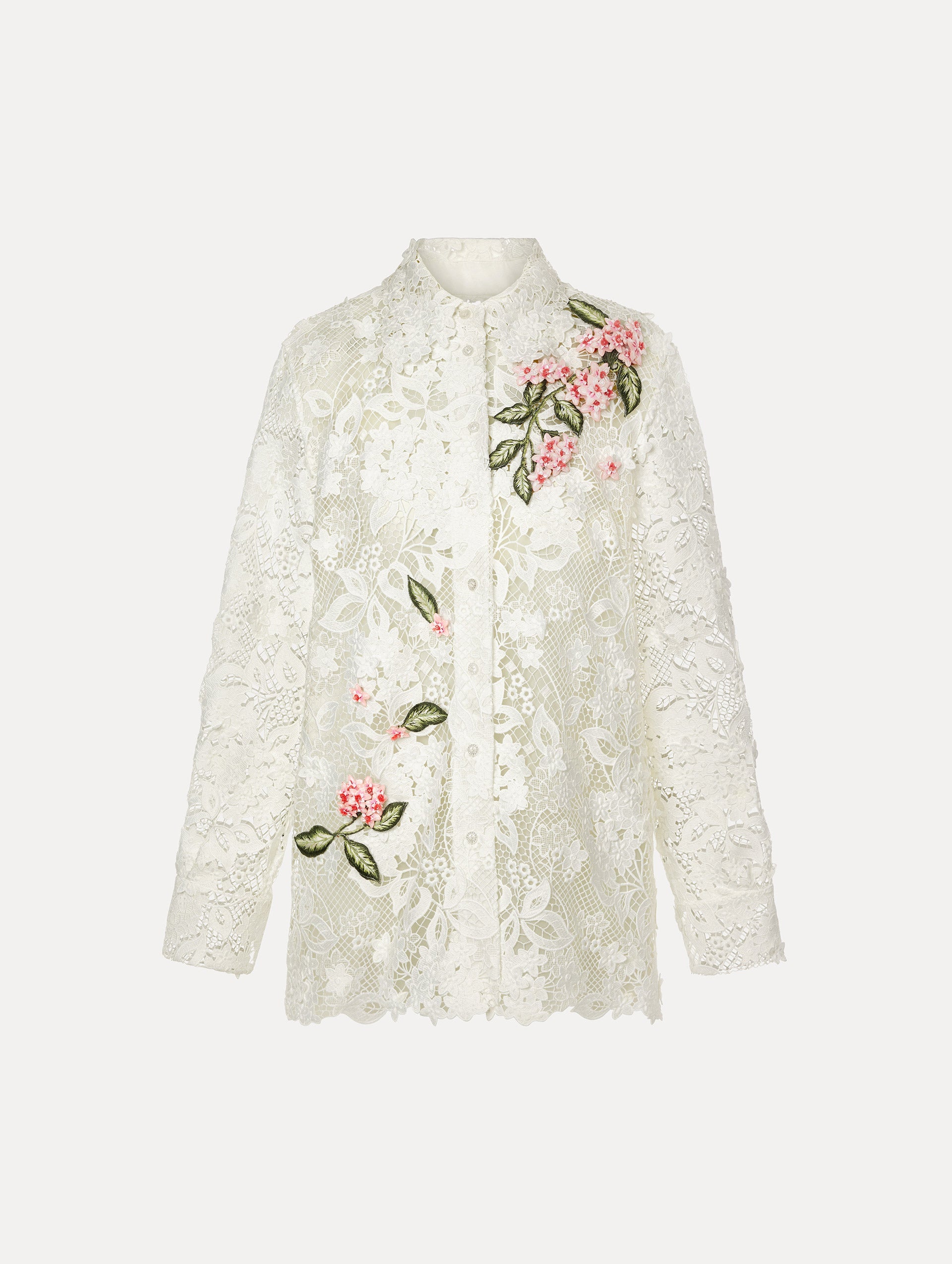 Porcelain Flower Guipure Blouse White / Oscar de la Renta