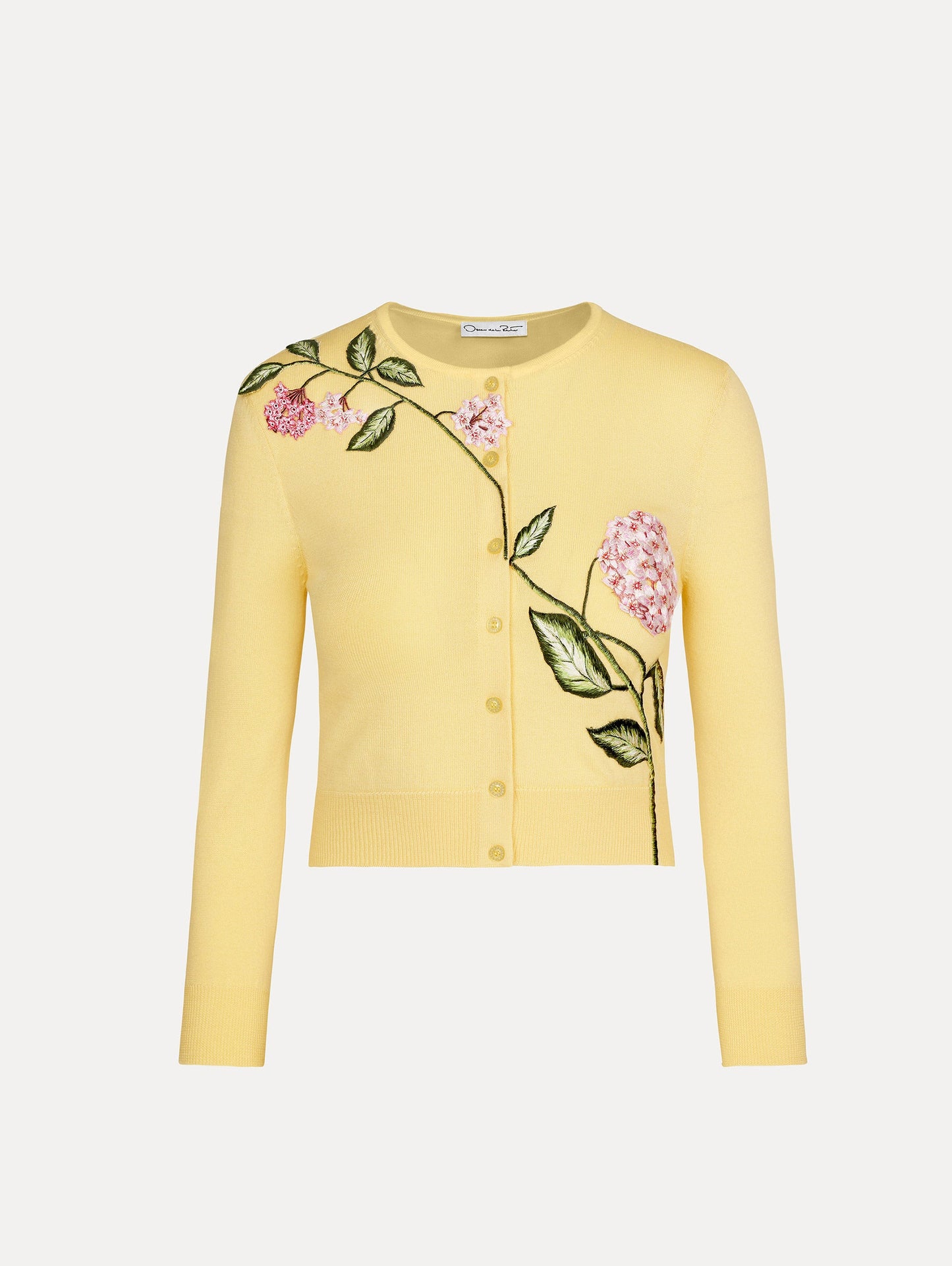 Porcelain Flower Threadwork Cropped Cardigan Butter / Oscar de la Renta