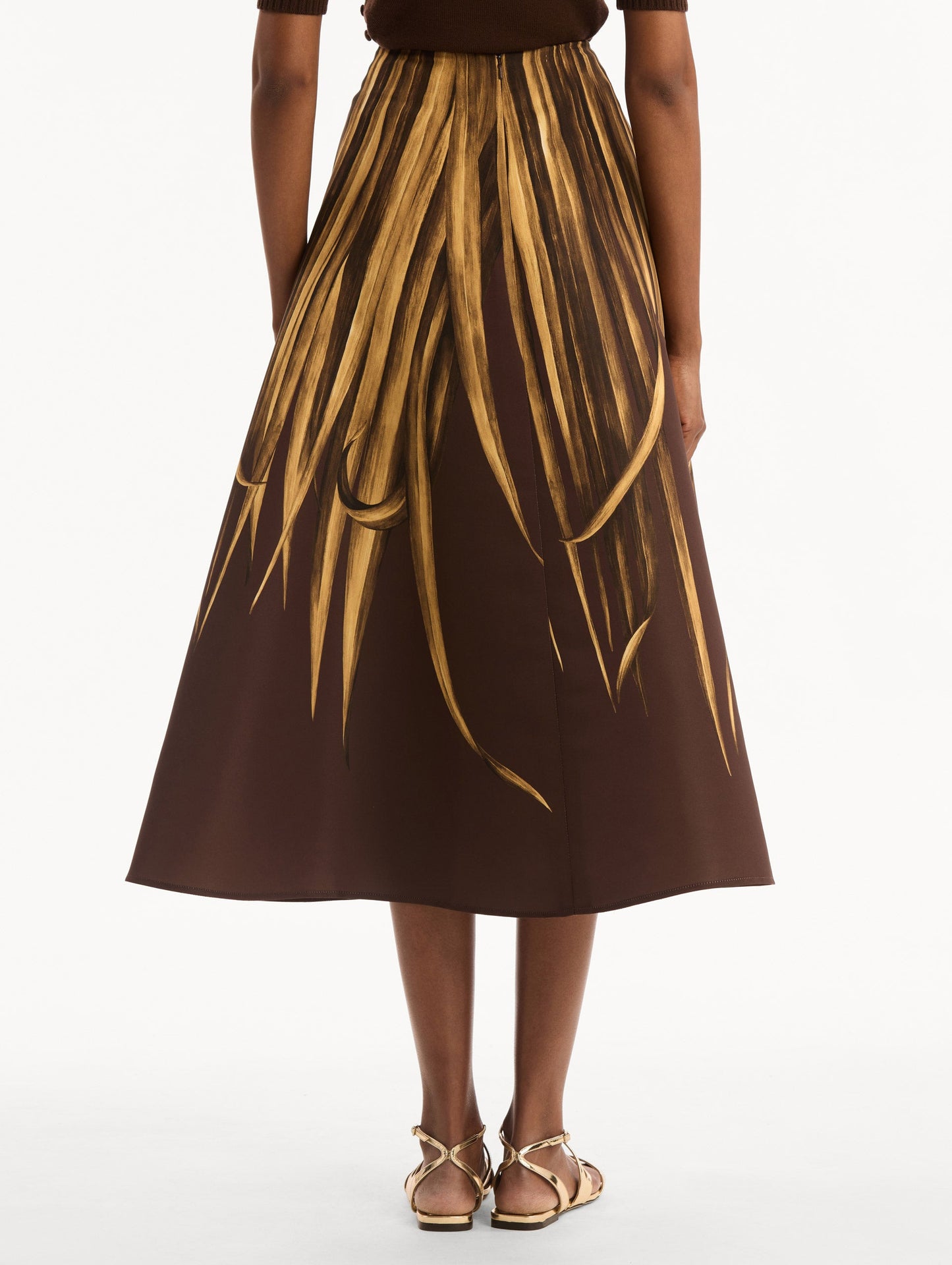 Palm Leaves Faille Skirt Brown / Oscar de la Renta