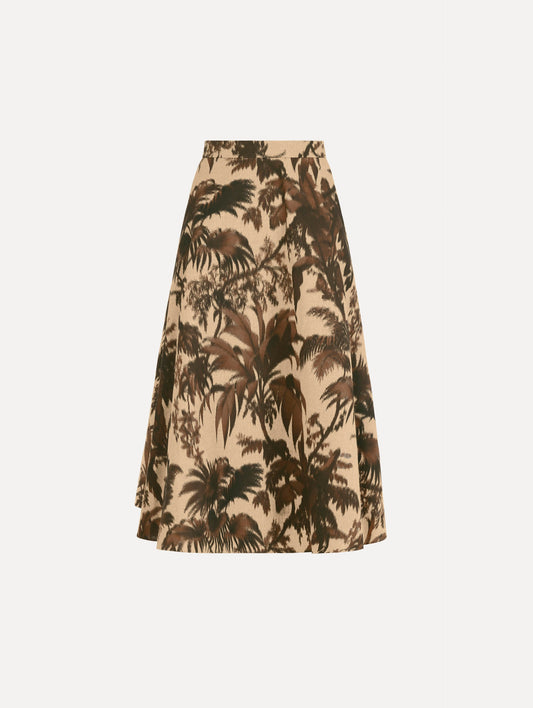 Chiné Palm Leaves Skirt Espresso ivory / Oscar de la Renta