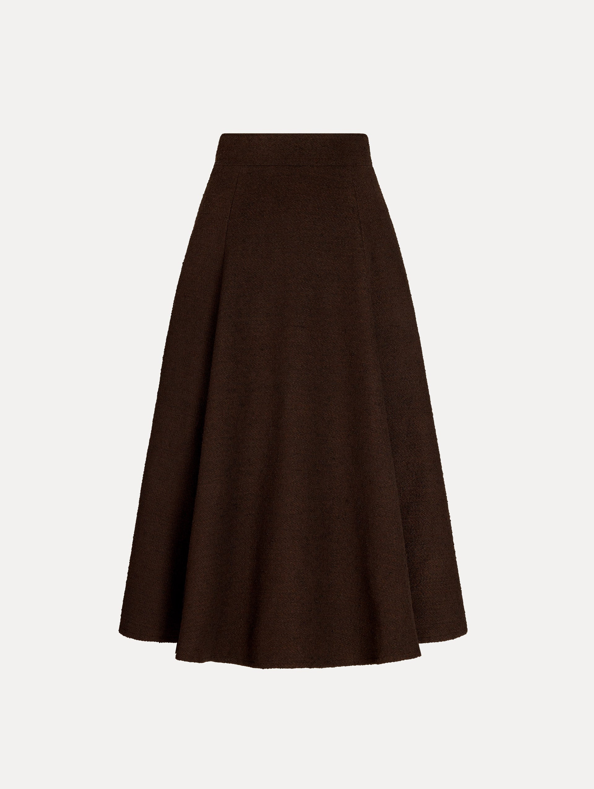 Wool Tweed Pleated Skirt Mahogany / Oscar de la Renta